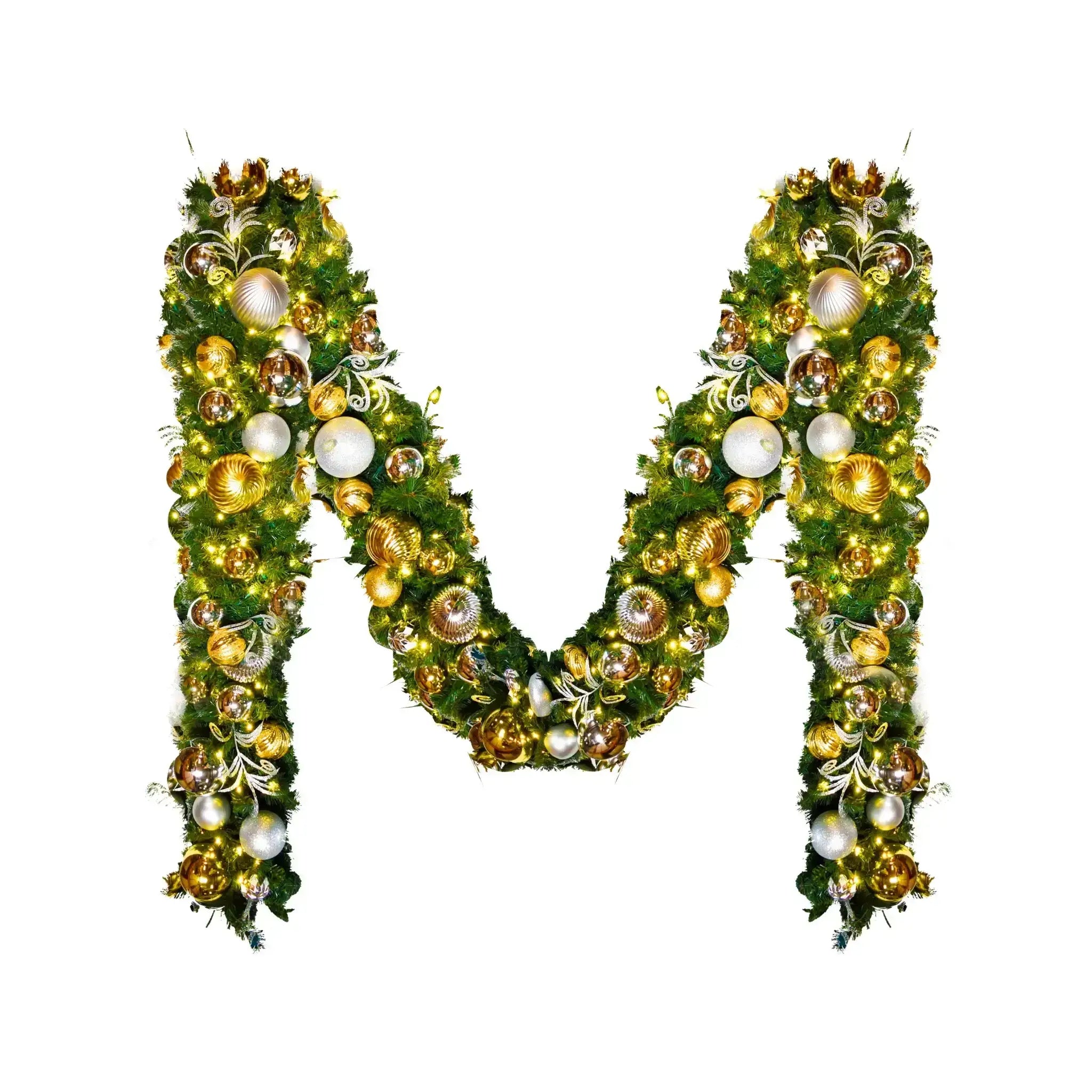 9'x14" Pre-Decorated Garland with Warm White Lights Gold/Silver