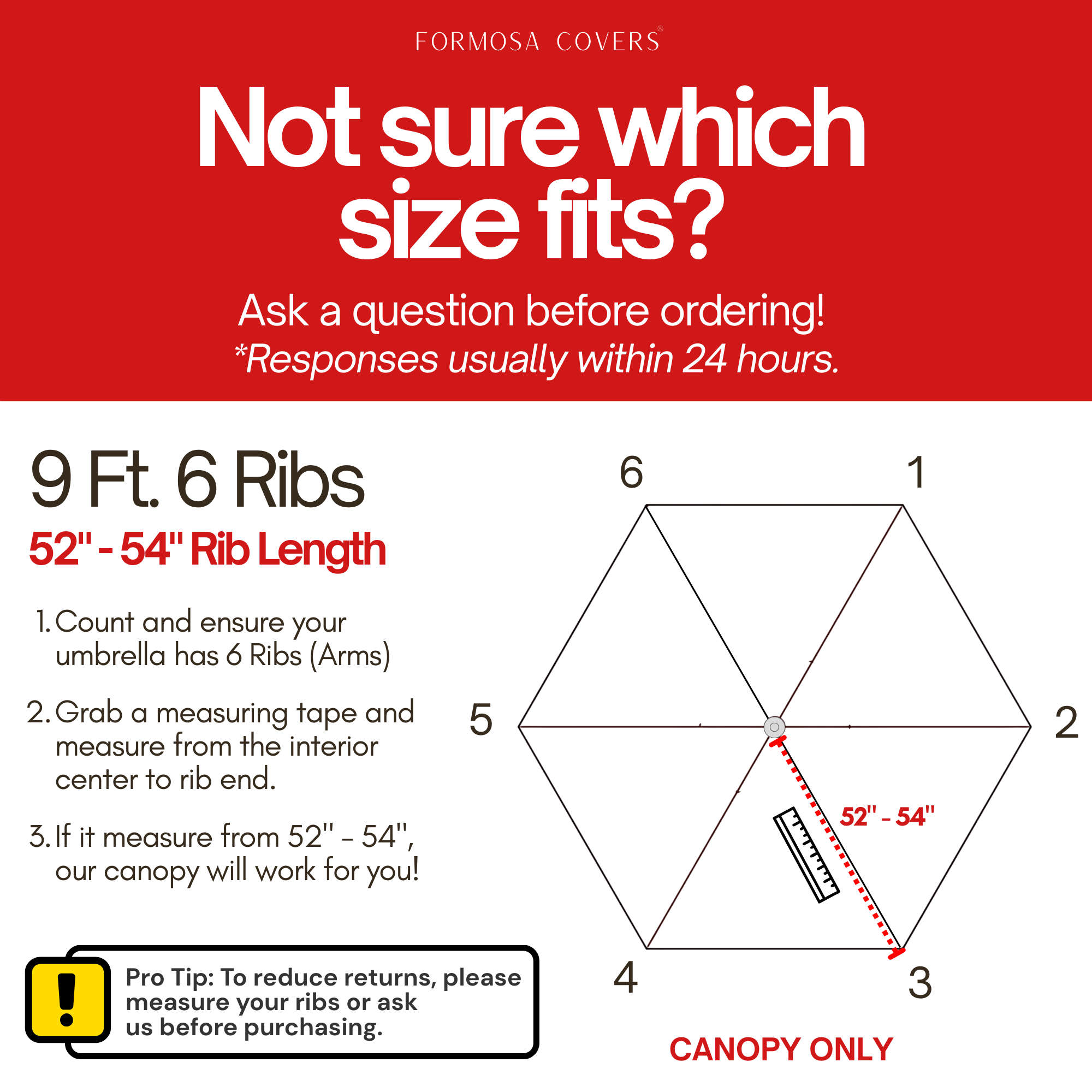 9ft Cantilever Hanging Umbrella 6 Rib Replacement Canopy Red