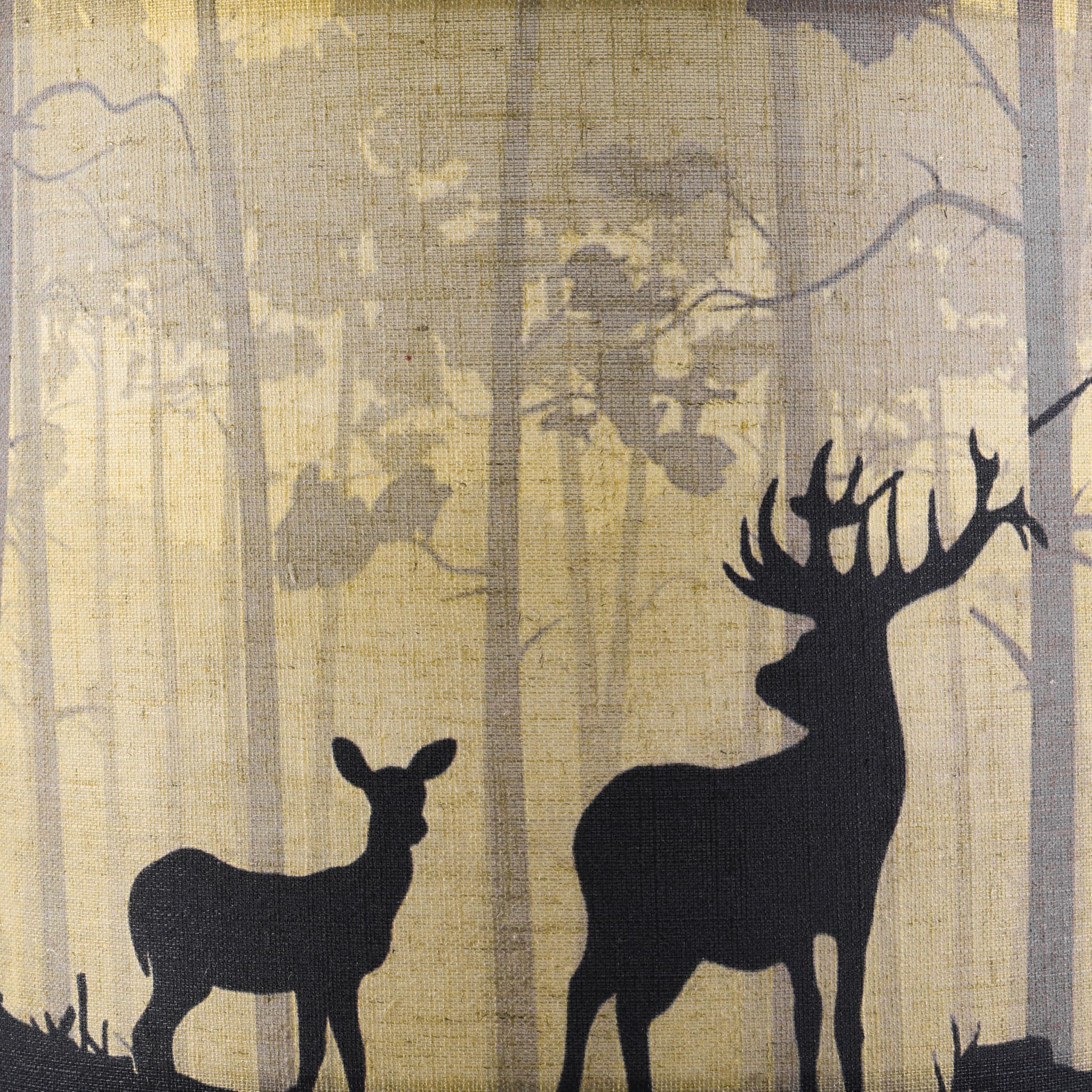 GO&SO Medium Drum Lamp Shade - Yellow Deer Pattern, 13" Top x 13" Bottom x 10" High, Natural Linen Print, DIY Art Decor, Model G12-11-