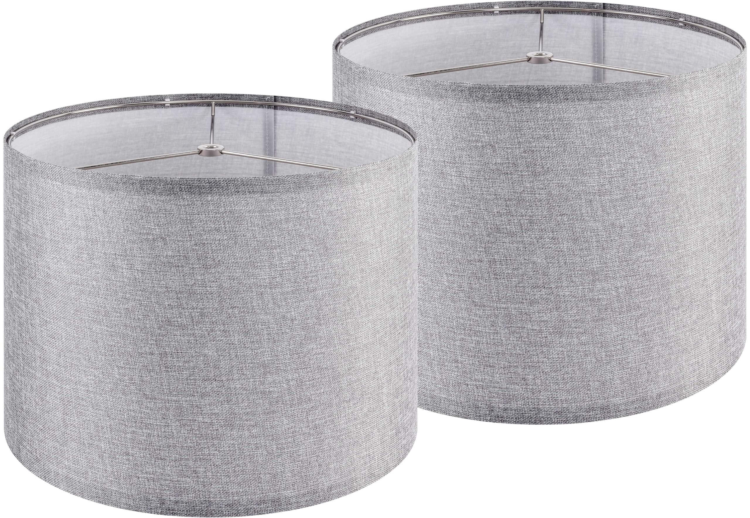 Set of 2 Gray Lamp Shade, Natural Linen Lampshades 13'' Top x 13'' Bottom x 10'' High, Easy Assembly Fabric Lampshades for Table
