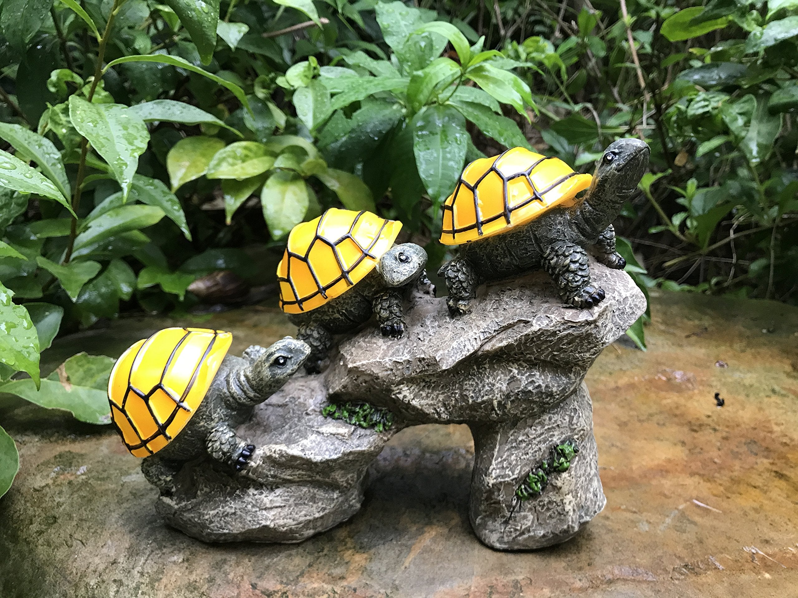 Bo-Toys Solar Powered Turtles On Log Outdoor Accent Lighting Led Garden Light Decor