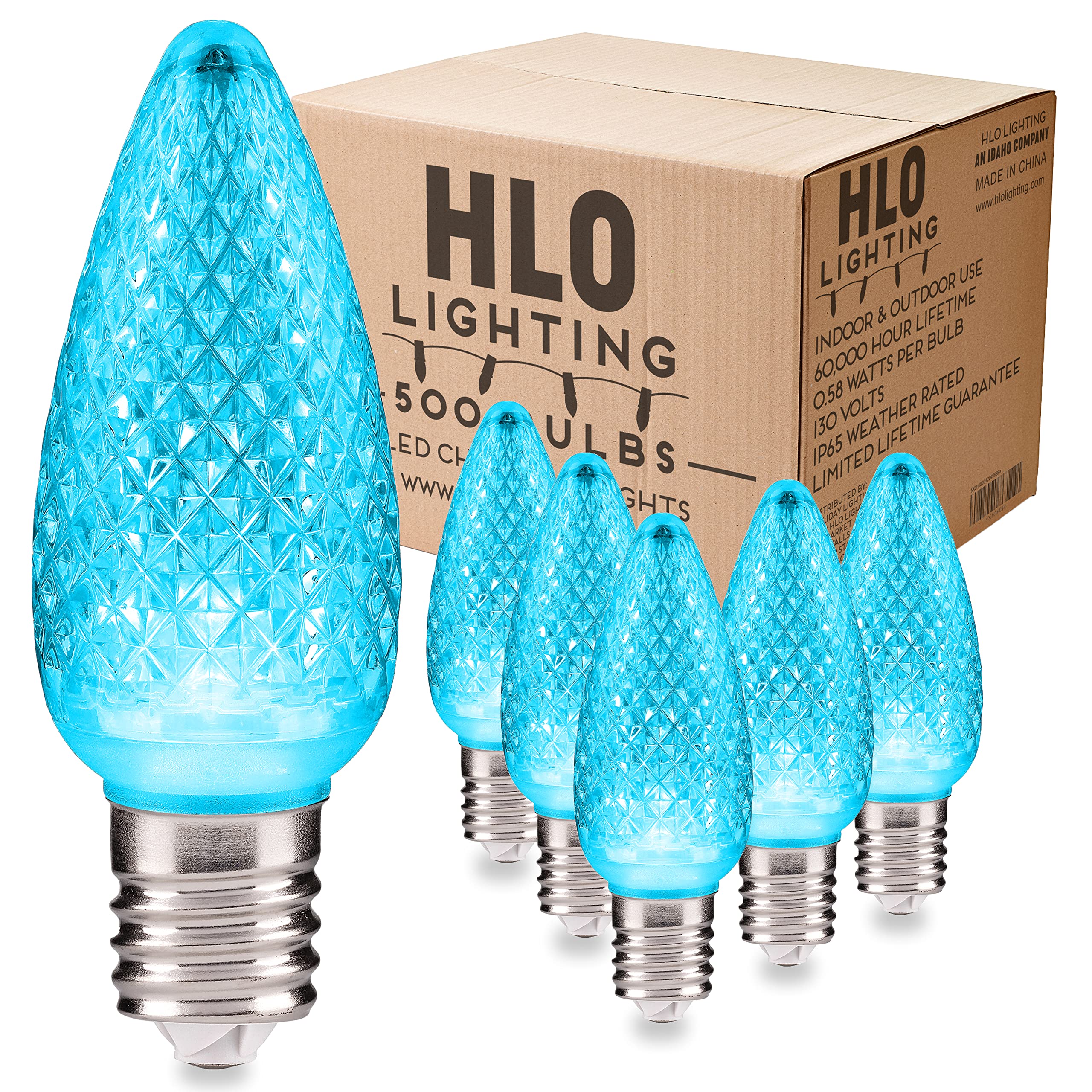 Hlo Lighting Set Of 500 Teal C9 Faceted Led Christmas Light Bulbs For Indoor & Outdoor Use | Durable Replacement Bulbs