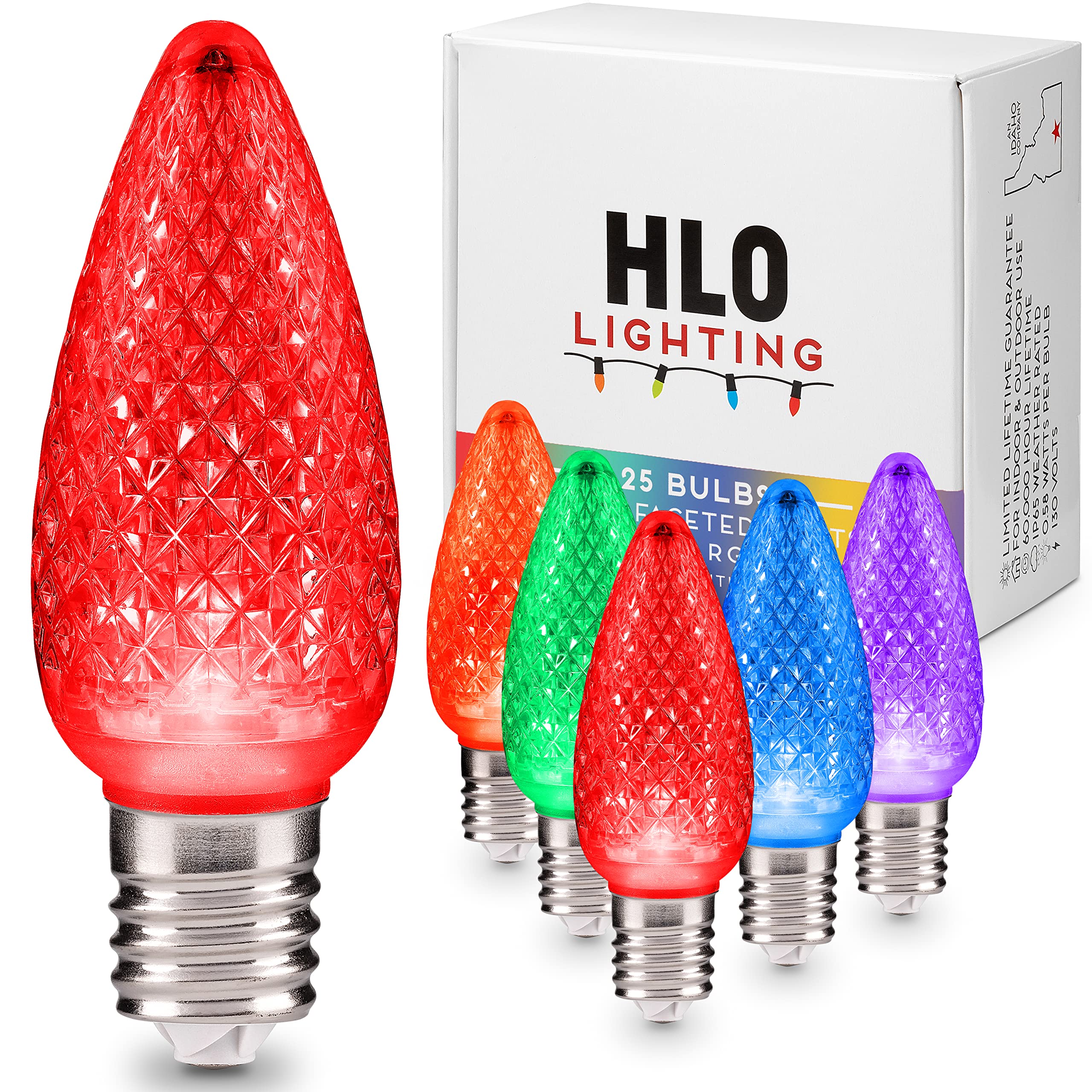 Holiday Lighting Outlet C9 Led Christmas Lights | C9 Led Lights | Faceted C9 Christmas Light Bulbs For Indoor & Outdoor Use | C9