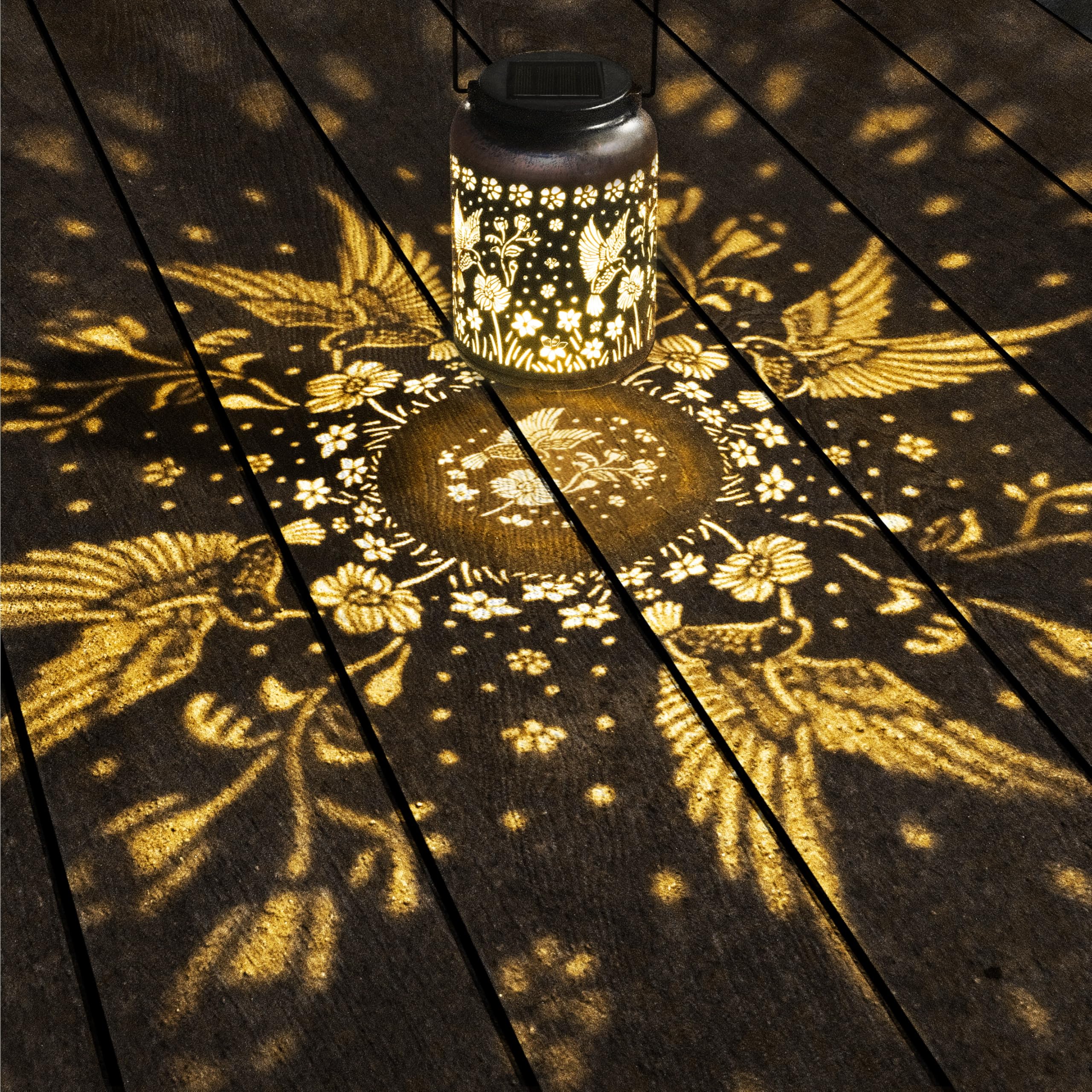 Hummingbird Solar Lantern Outdoor Hanging Solar Light - Ip65 Waterproof Led Decorative Lantern For Patio  Pathway  Or Tabletop. Perfect Mothers Day Gift For Women  Unique Metal Decor