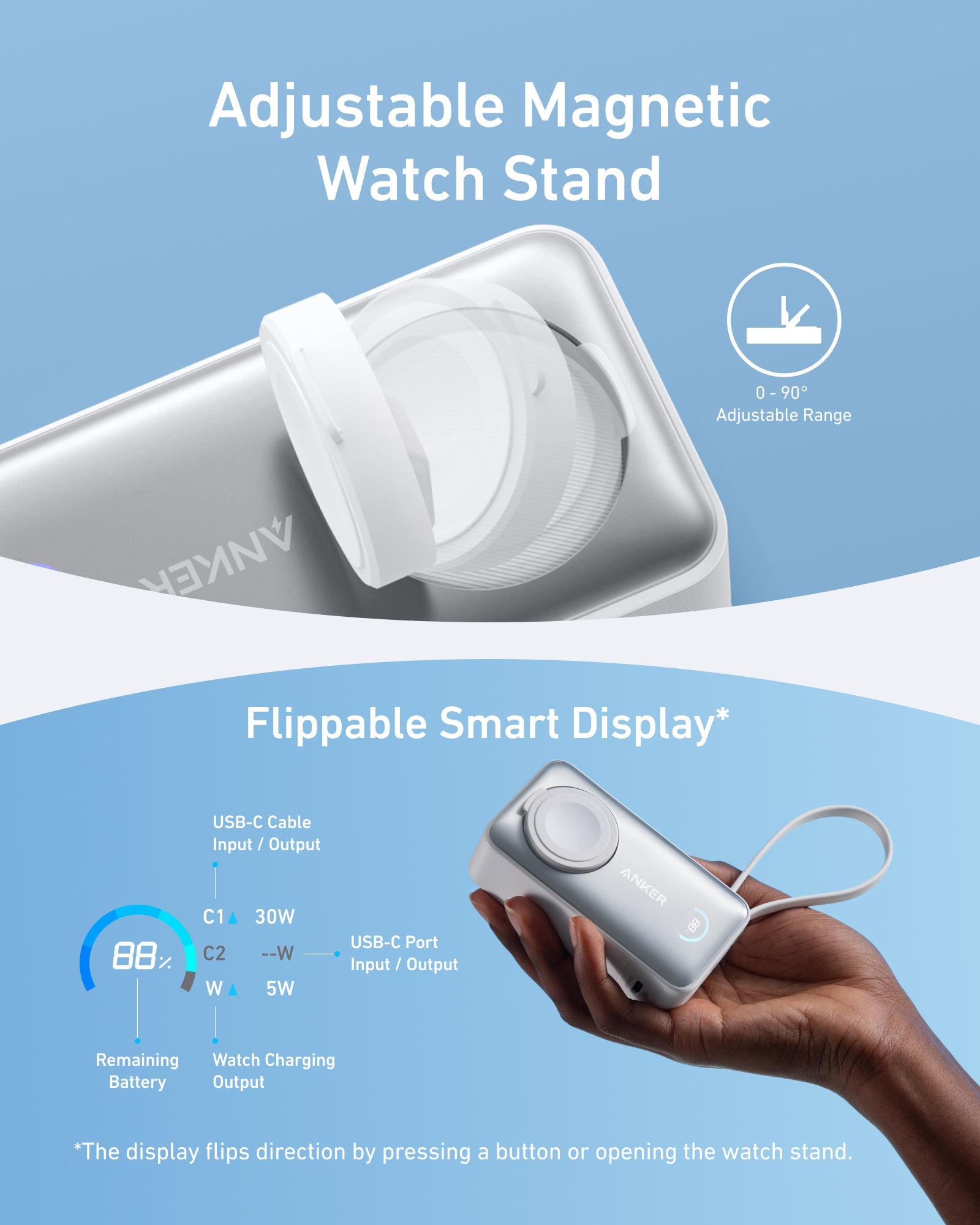 Anker MagGo Power Bank (10K, 35W, For Apple Watch)