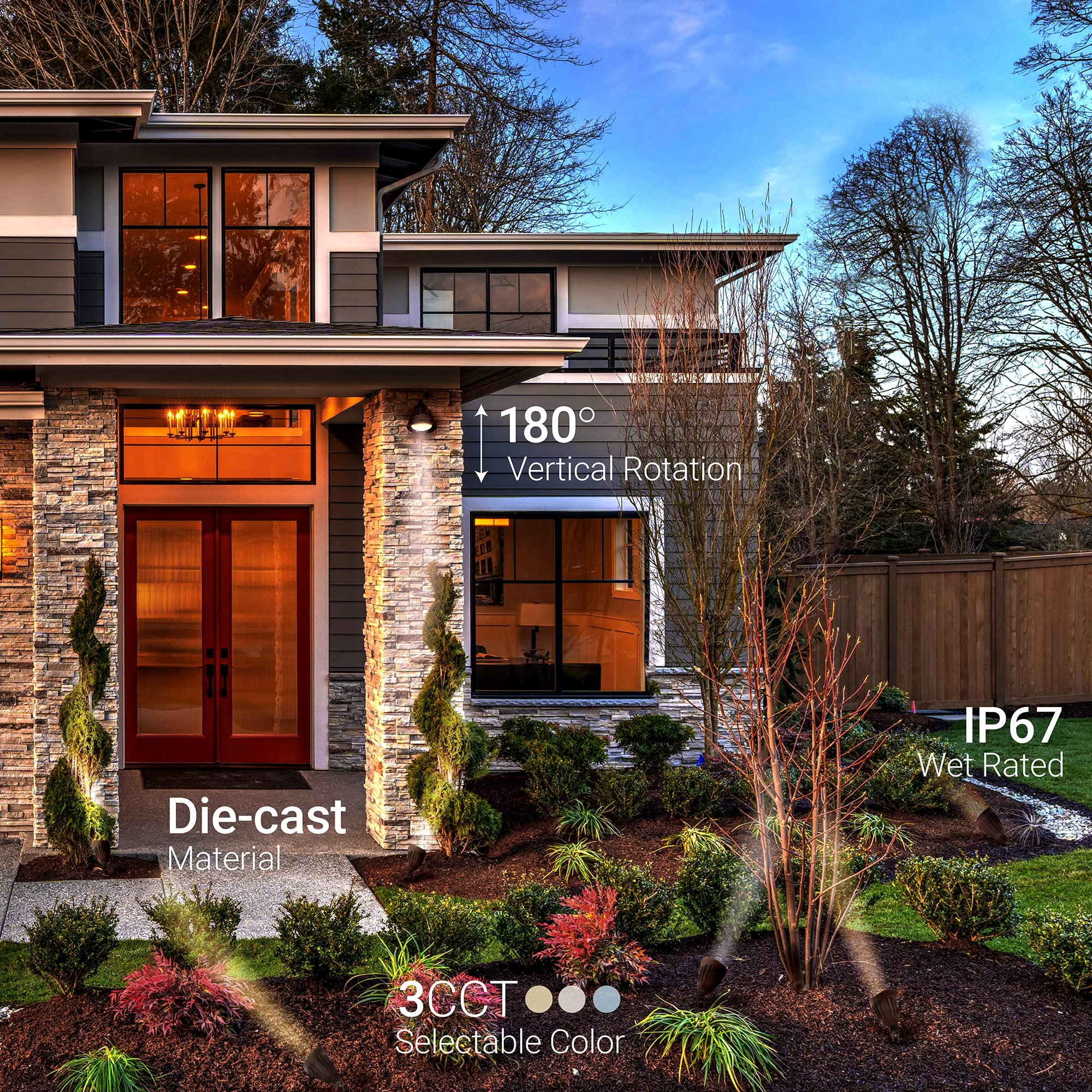 Nuwatt 25W Led Bullet Spotlight Flood Light With 3Cct Switch & Knuckle Mount 120-277V Commercial Outdoor Weatherproof Landscape