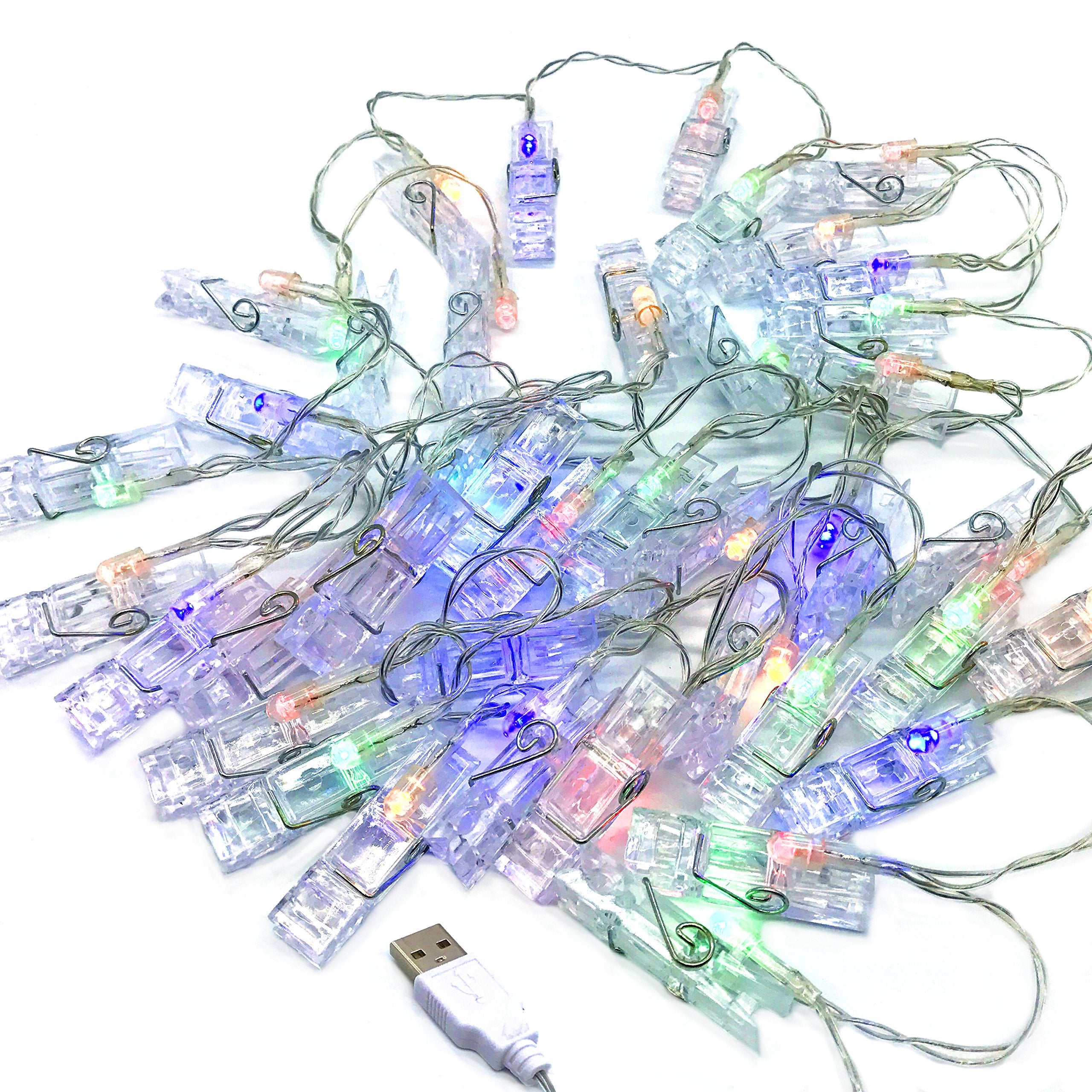 Forapid 4.2M 40 Led Photo Clip Usb String Lights 4-Color Perfect For Hanging Pictures, Notes, Artwork-Fuji Polaroid Mini 9 8 70 7S 25 50S 90, Wide 210 300 Films/Home/Party/Christmas Décor