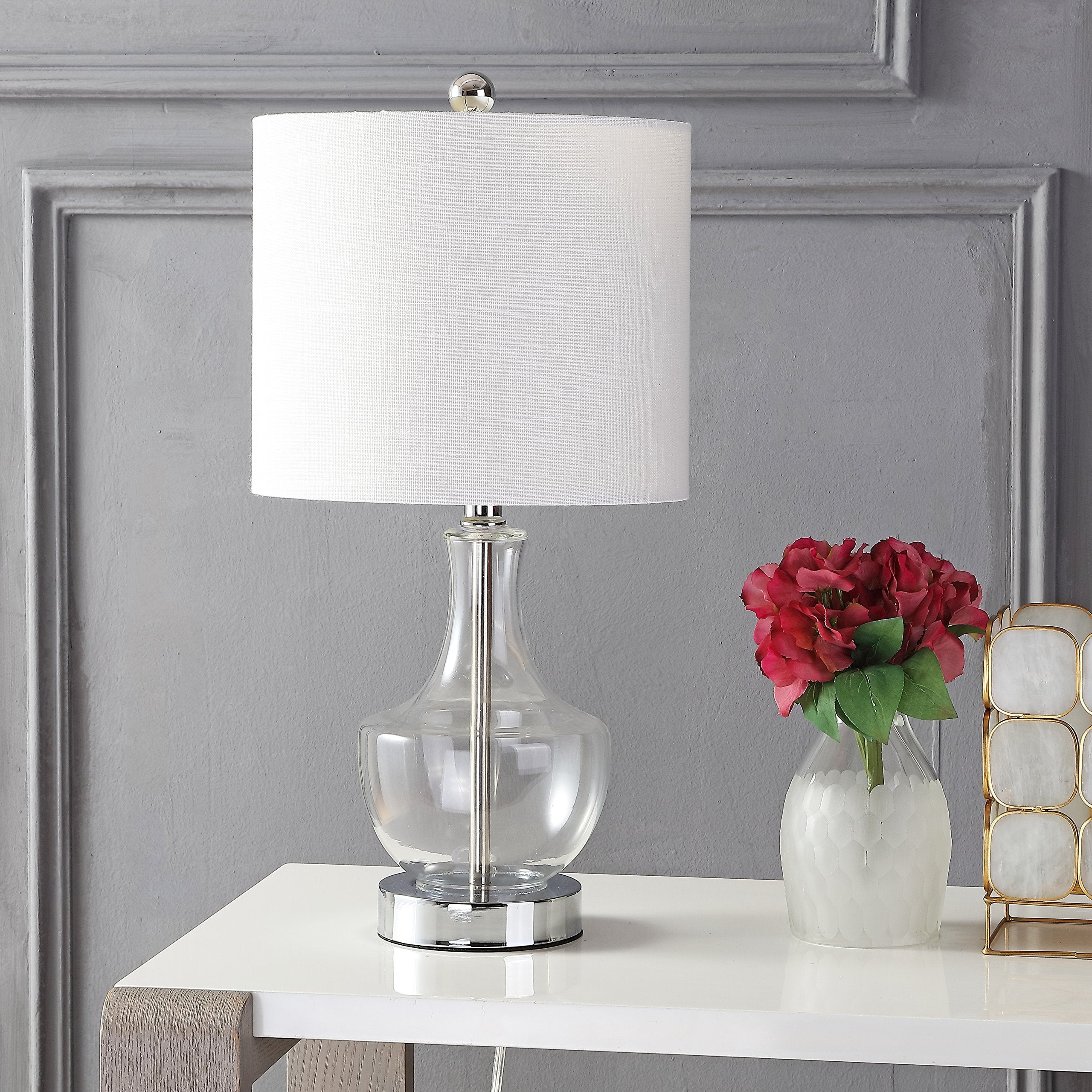 Jonathan Y Colette 20 Mini Glass Led Table Lamp, Clear, Model Jyl1029A, Transitional & Modern Design For Home & Office