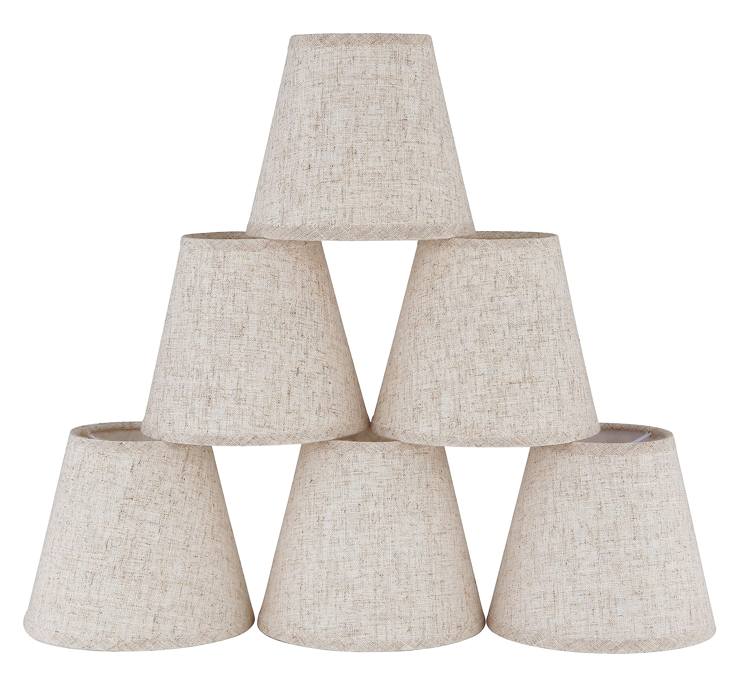 Ruiever 6pack Small Lampshades Clip On Bulb Fabric Lamp shade Bottom 5.9''x Top 3.54''xH 5.12'' for Chandeliers Wall Ceiling Tab