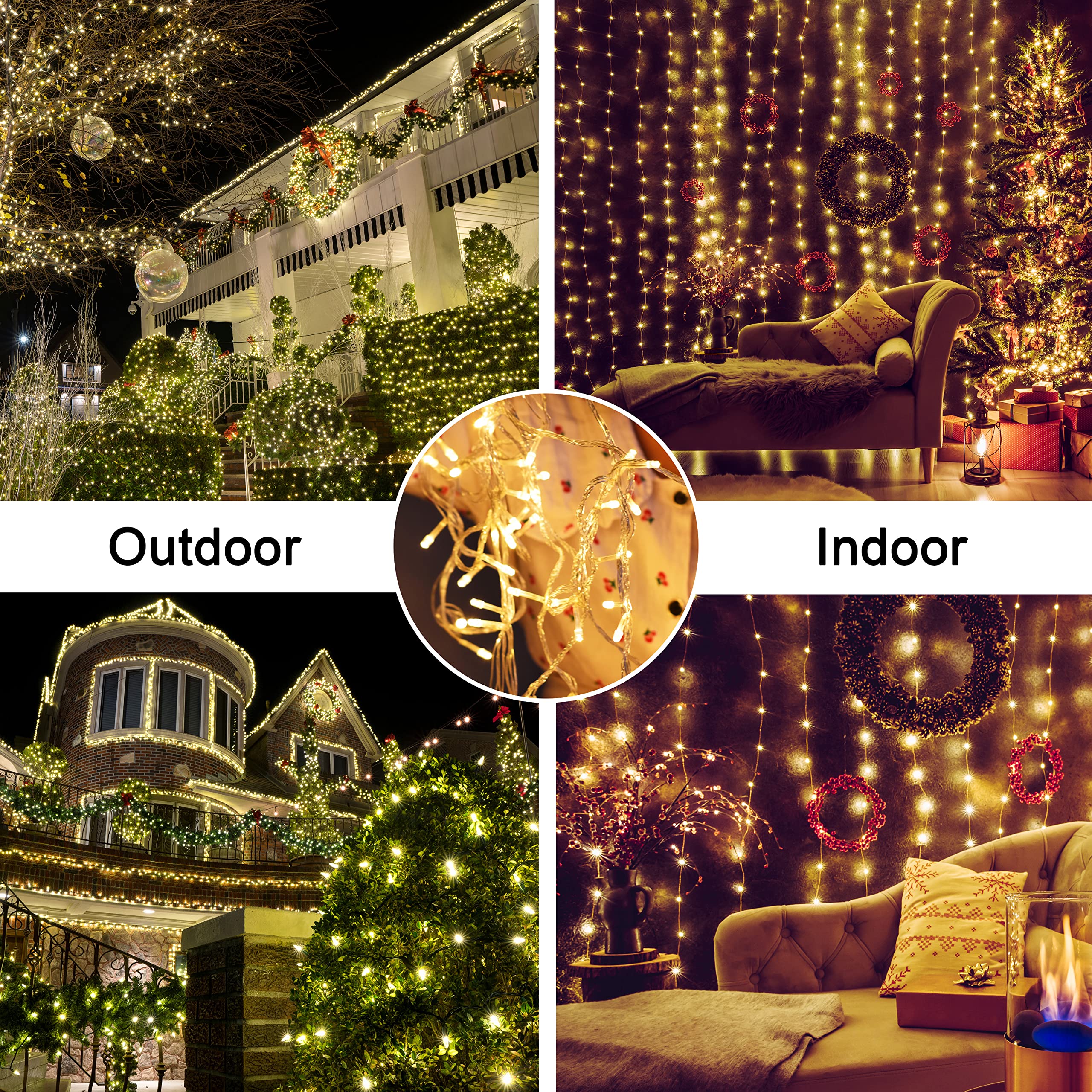 Lightshare 300Led 99Ft String Lights Warm White, 8 Modes 30V Plug In Fairy Lights With Remote Control For Home Garden Yard Chris