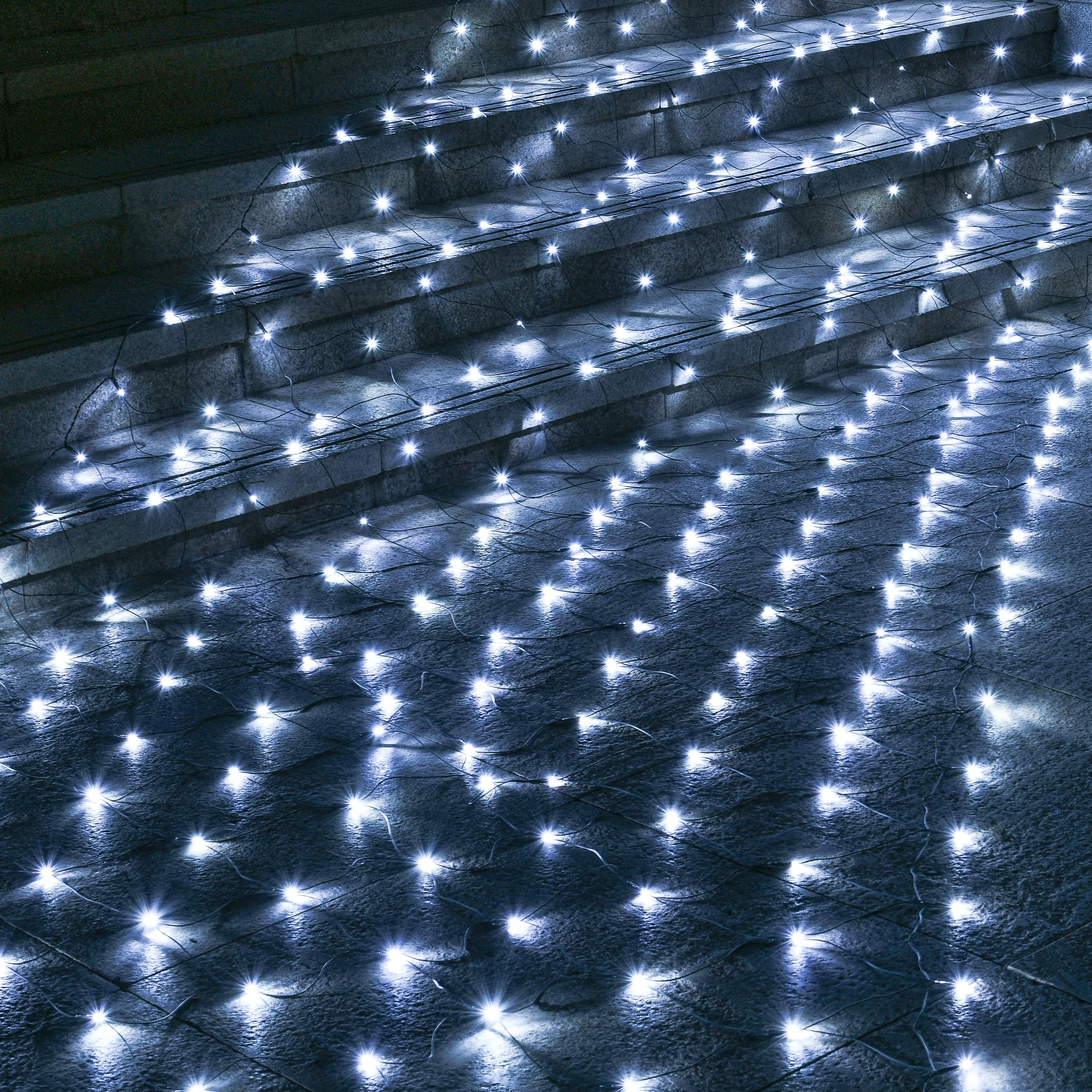 Pooqla Net Lights 300LED Fairy String Mesh Light 14.8x4.9 ft Cool White Waterproof Connectable for Outdoor Garden Halloween