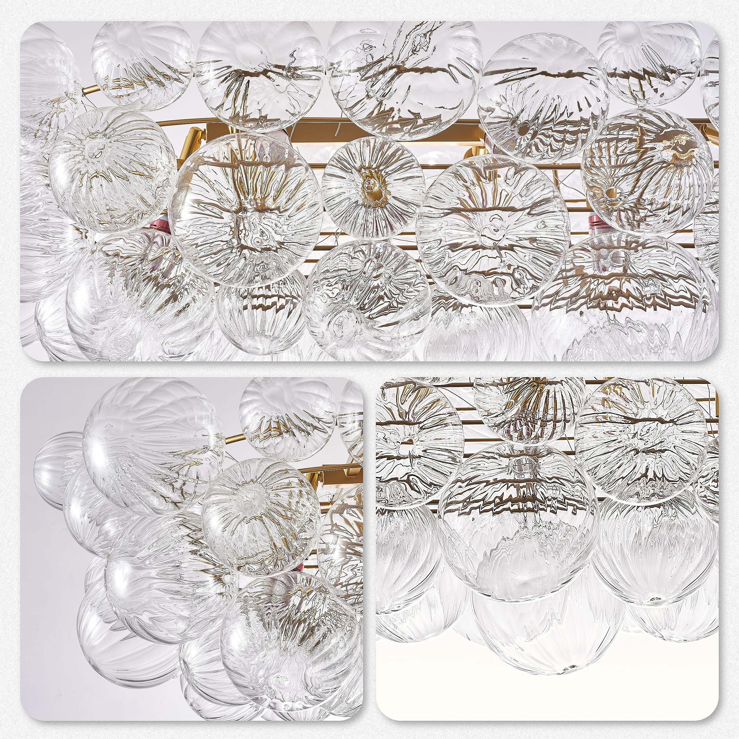 Nordic Bubble Ball Swirled Glass Long Chandelier Over Dining Table