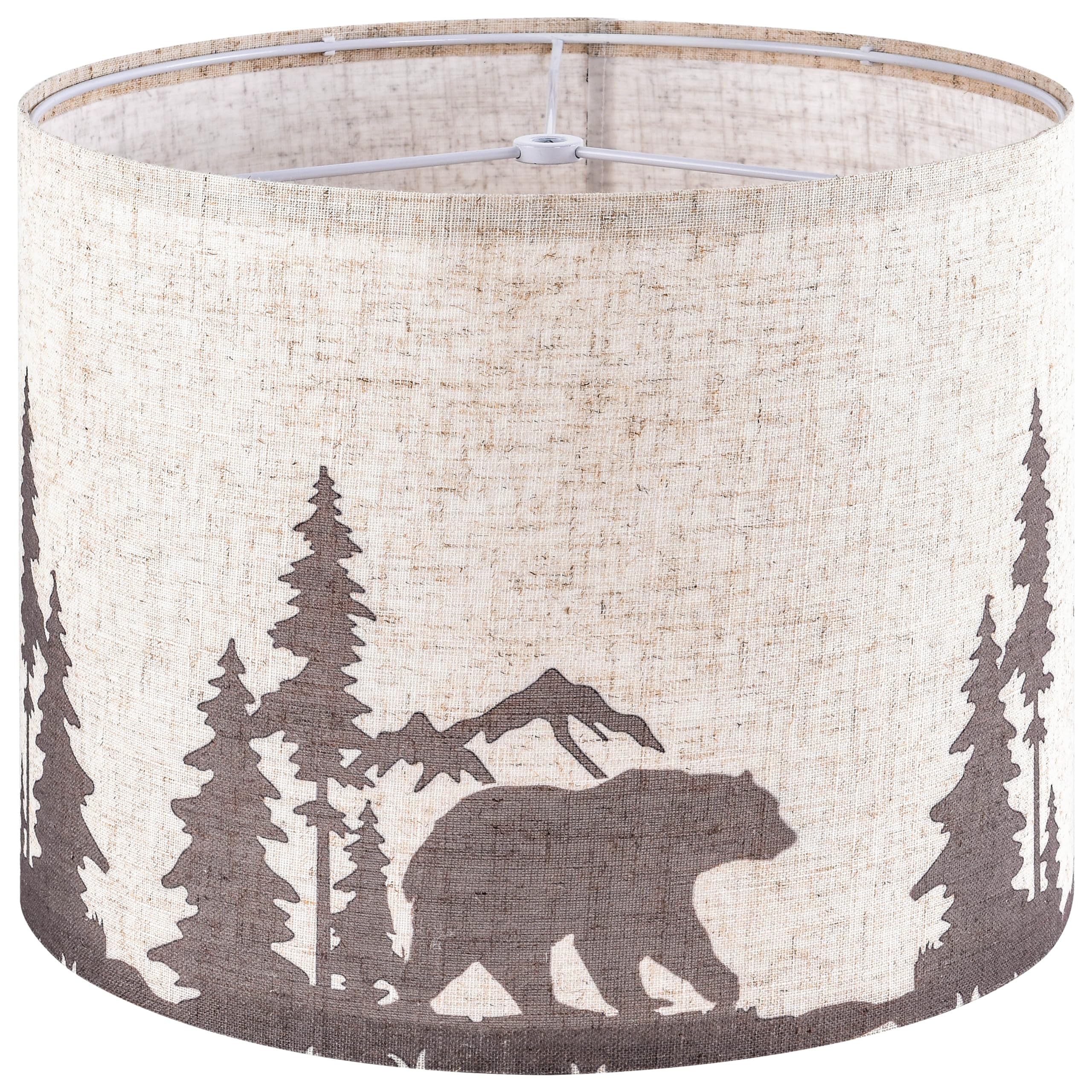 GOSO Medium Drum Lamp Shade for Table Lamps-Animal Brown Bear & Deer Print Linen Lampshade for Floor Lamps- 13'' * 13 * 10 inch(