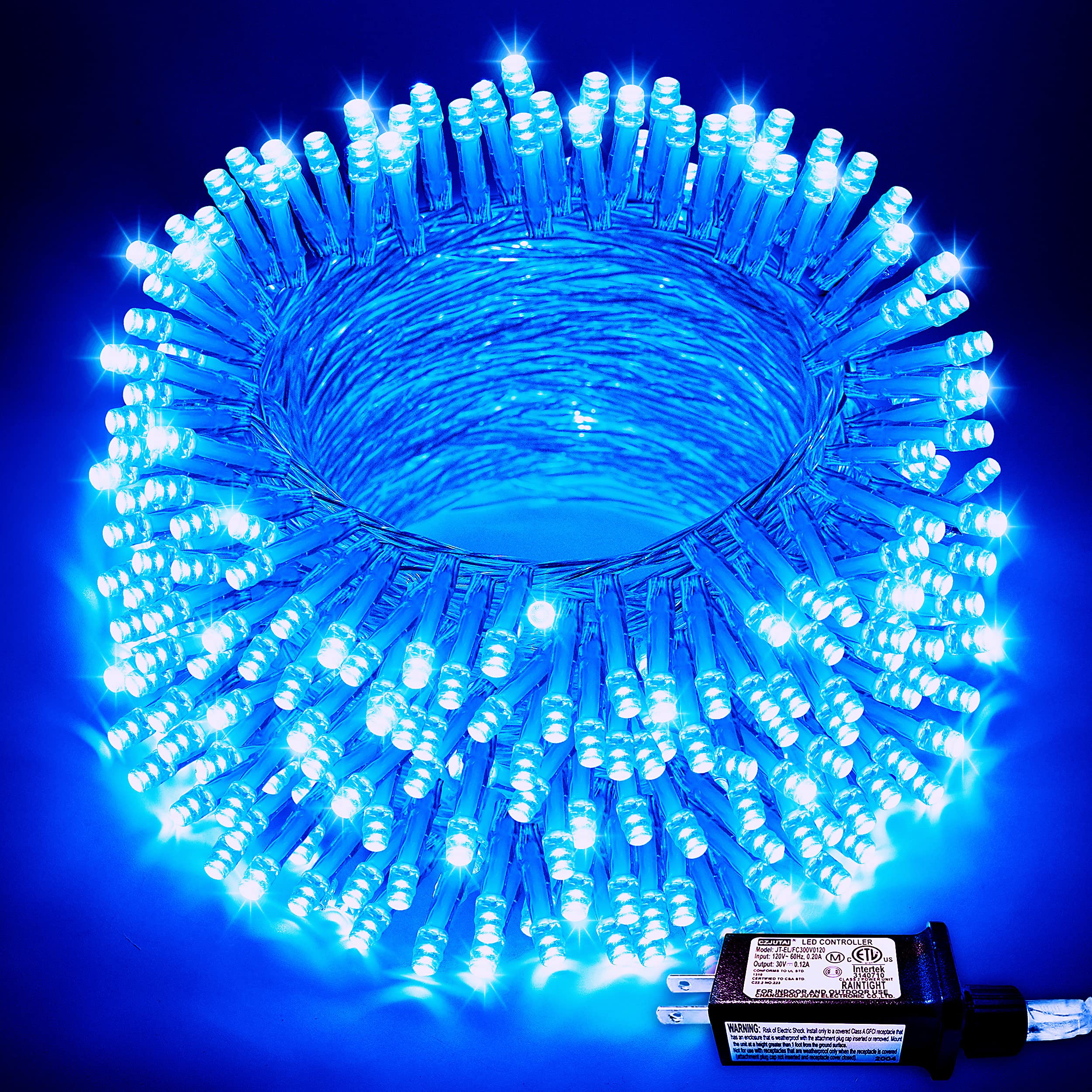 JMEXSUSS Blue String Lights, 66ft, 200 LED, Copper, 8 Modes, Indoor/Outdoor Christmas Decoration, Model EXS-S-0200