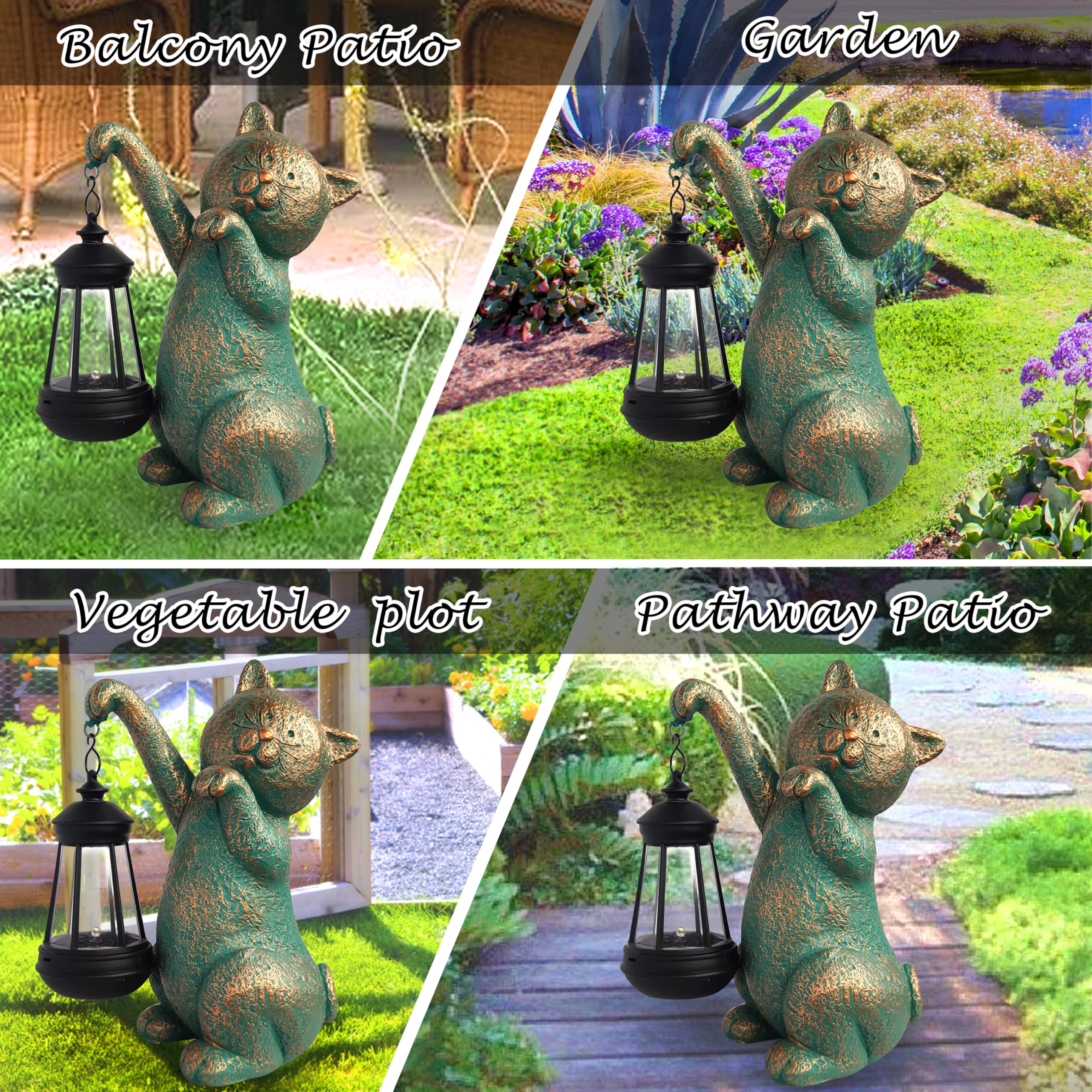 Rctticuu Cat Garden Statue Outdoor D?Cor With Solar Lights Lantern Cat Solar Light Figurines Outside Decorations For Yard Lawn Patio  Balcony  Unique Housewarming Gifts