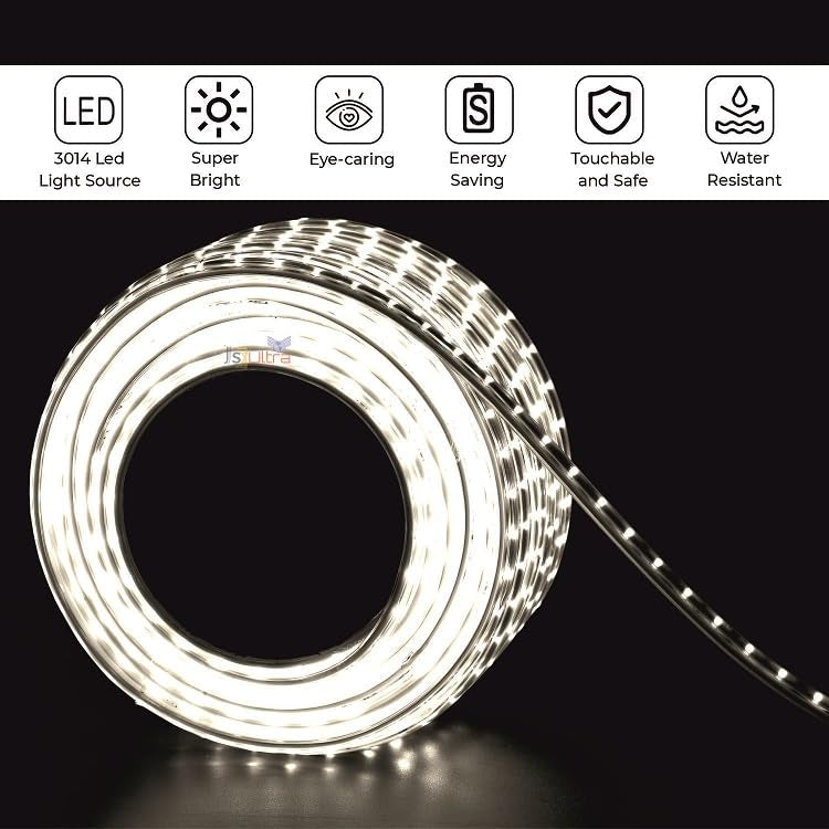 JS ULTRA SYSTEM Led Rope Light,Waterproof Strip Light for Diwali,Home,Festival,Christmas Decoration. (5 Meter, White)