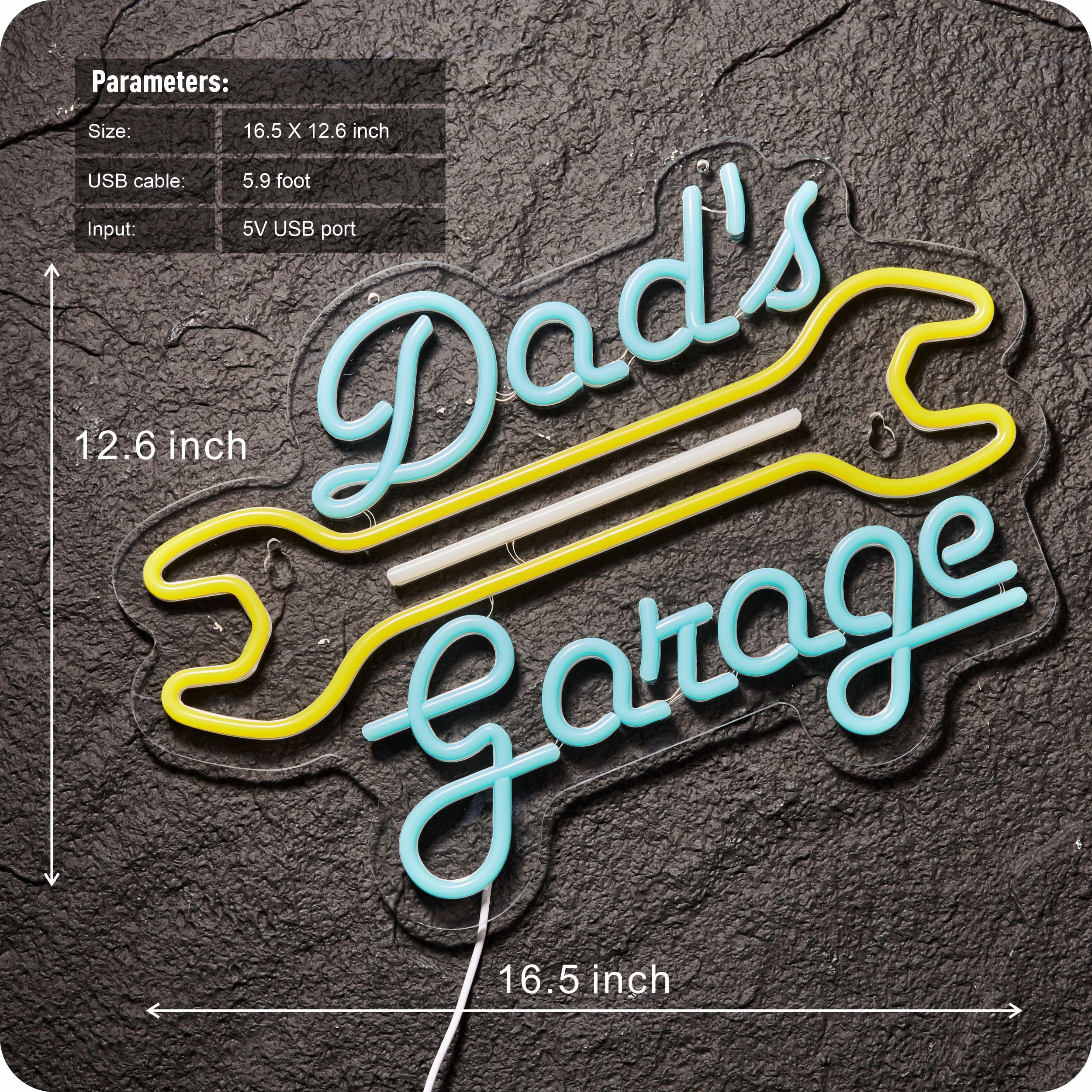IMTATTO Garage Neon Sign LED Light for Wall Decor 12.6 x 16.5 in Blue + Yellow Model: Dont Quit