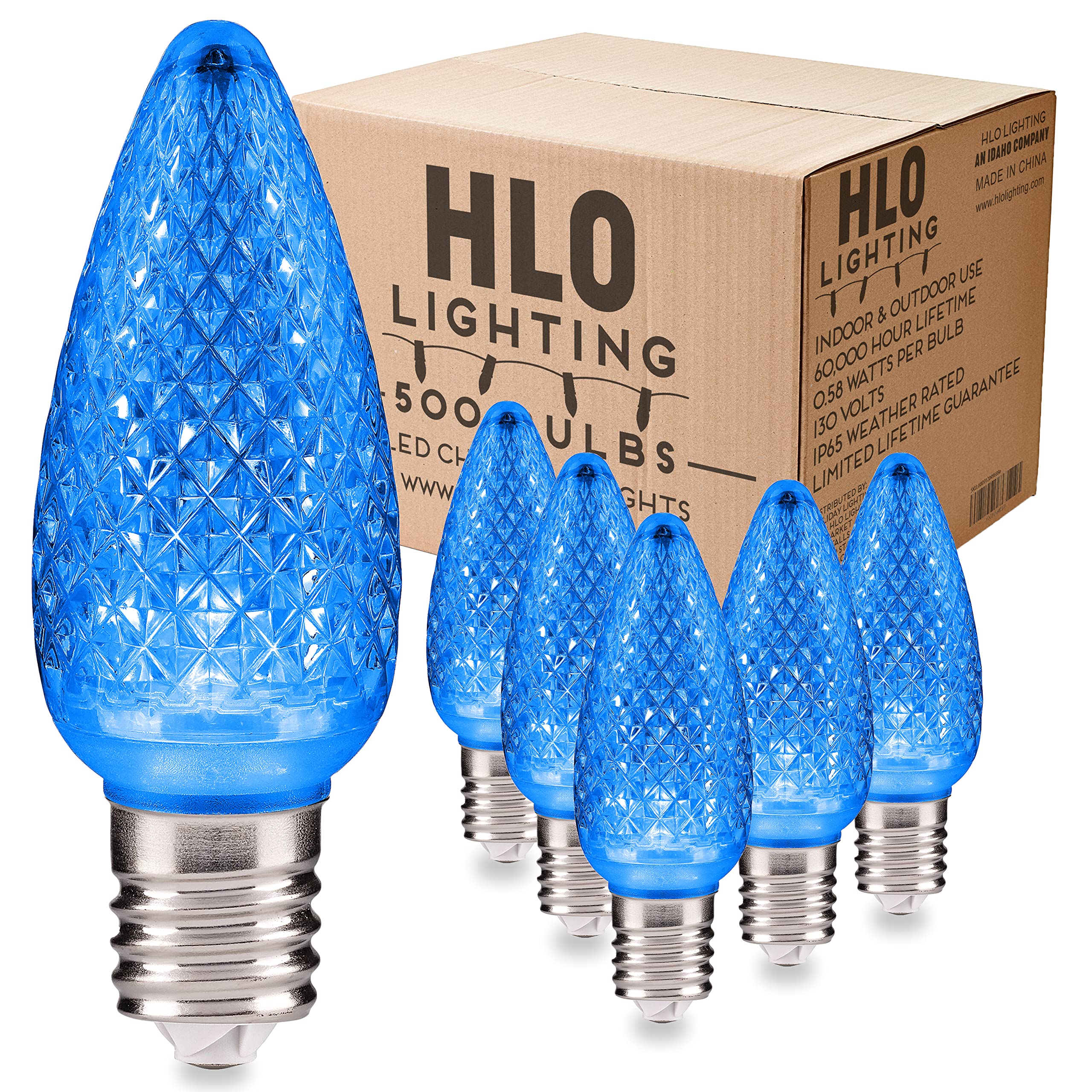 Hlo Lighting Set Of 500 Blue C9 Faceted Led Christmas Light Bulbs For Indoor & Outdoor Use | Durable Replacement Bulbs