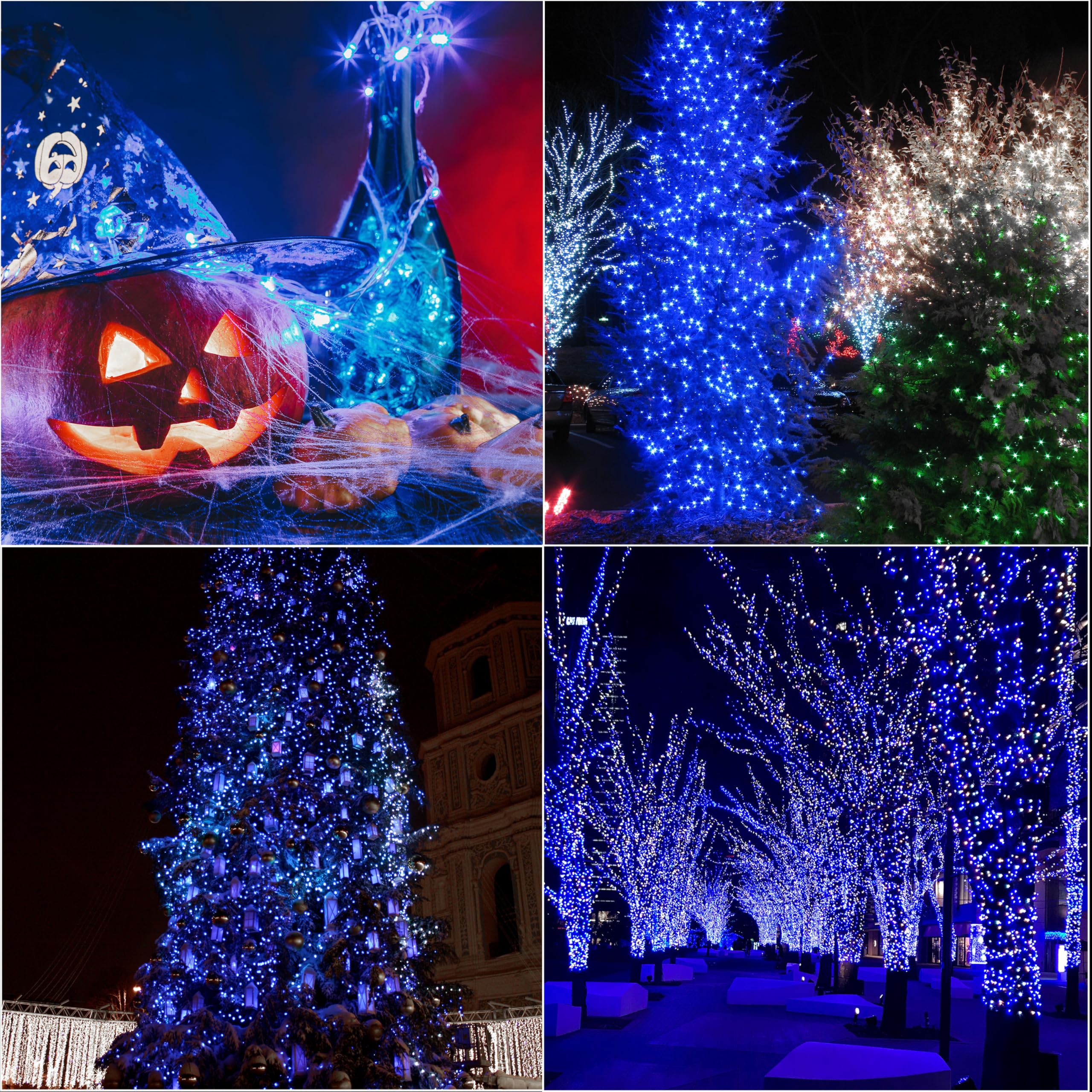 Lamphome 33Ft Christmas Decorative Mini Lights  100 Led Transparent Wire Fairy Starry String Lights Plug In  11 Lighting Modes  For Indoor Outdoor Xmas Tree Wedding Party Decoration (Blue)