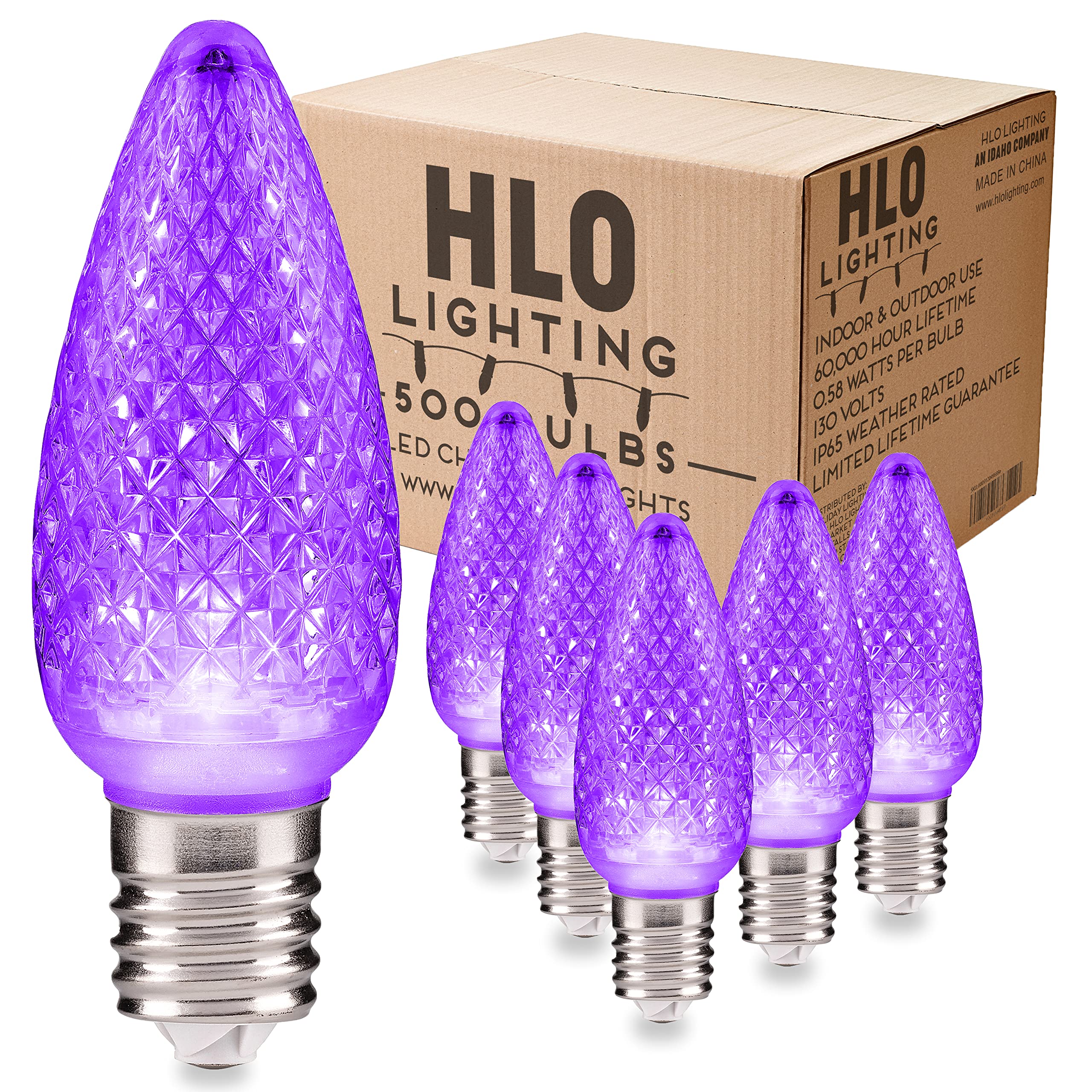 Hlo Lighting Set Of 500 Purple C9 Faceted Led Christmas Light Bulbs For Indoor & Outdoor Use | Durable Replacement Bulbs