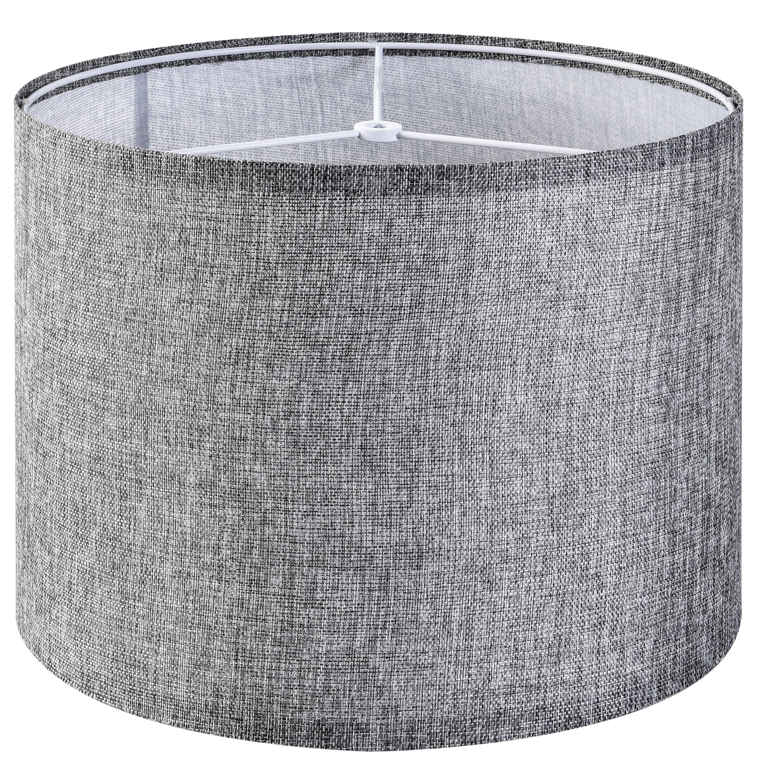Gray Drum Lamp Shades Medium 13 Top X 13 Bottom X 10 High (Spider) Traditional Lampshades For Table Lamp & Bedside Lamp - Assemb