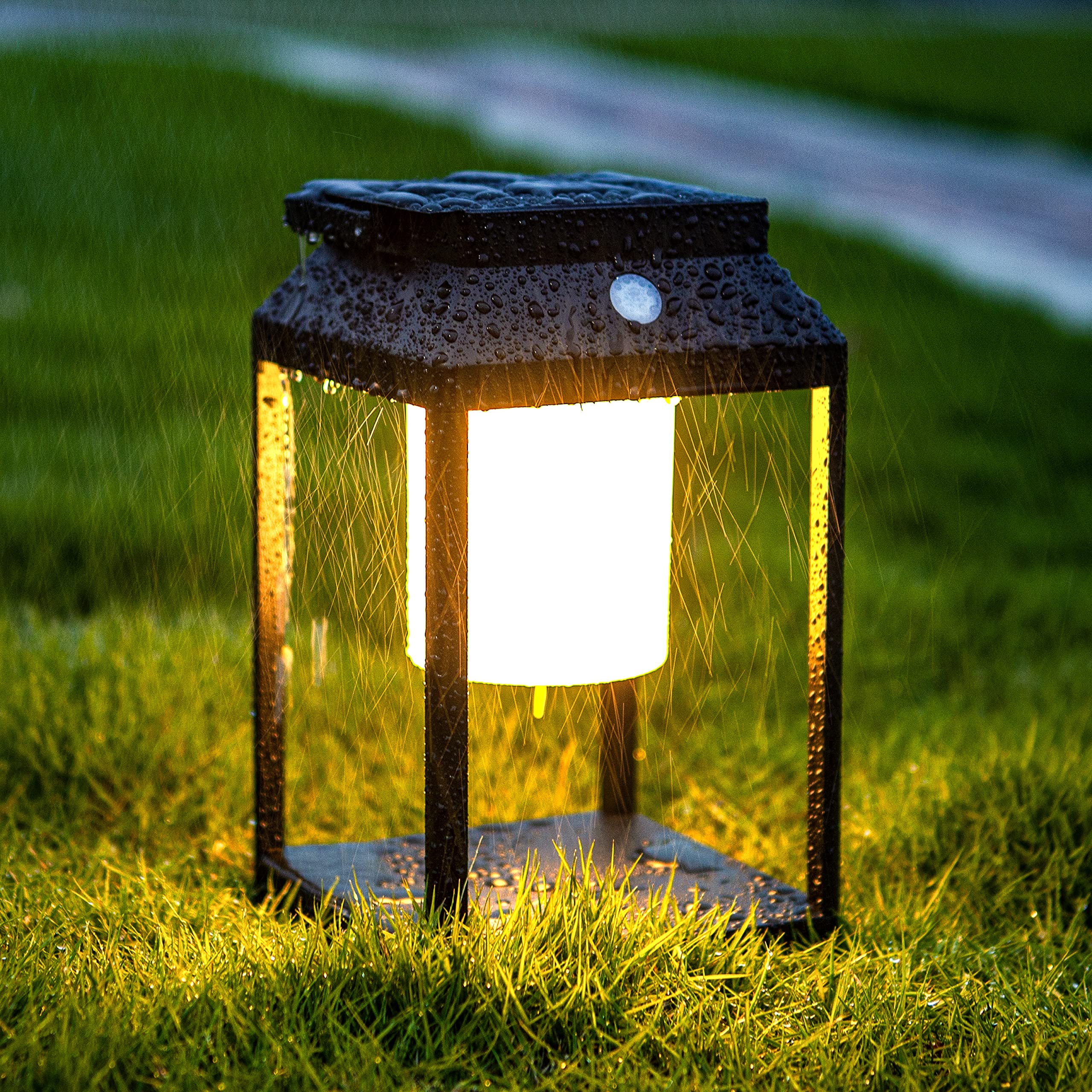 BRIMMEL Solar Outdoor Lantern Aluminum LED Portable Rechargeable Solar Table Lamp 35W 3000K Outdoor Nightstand Lamp IP44 Waterpr