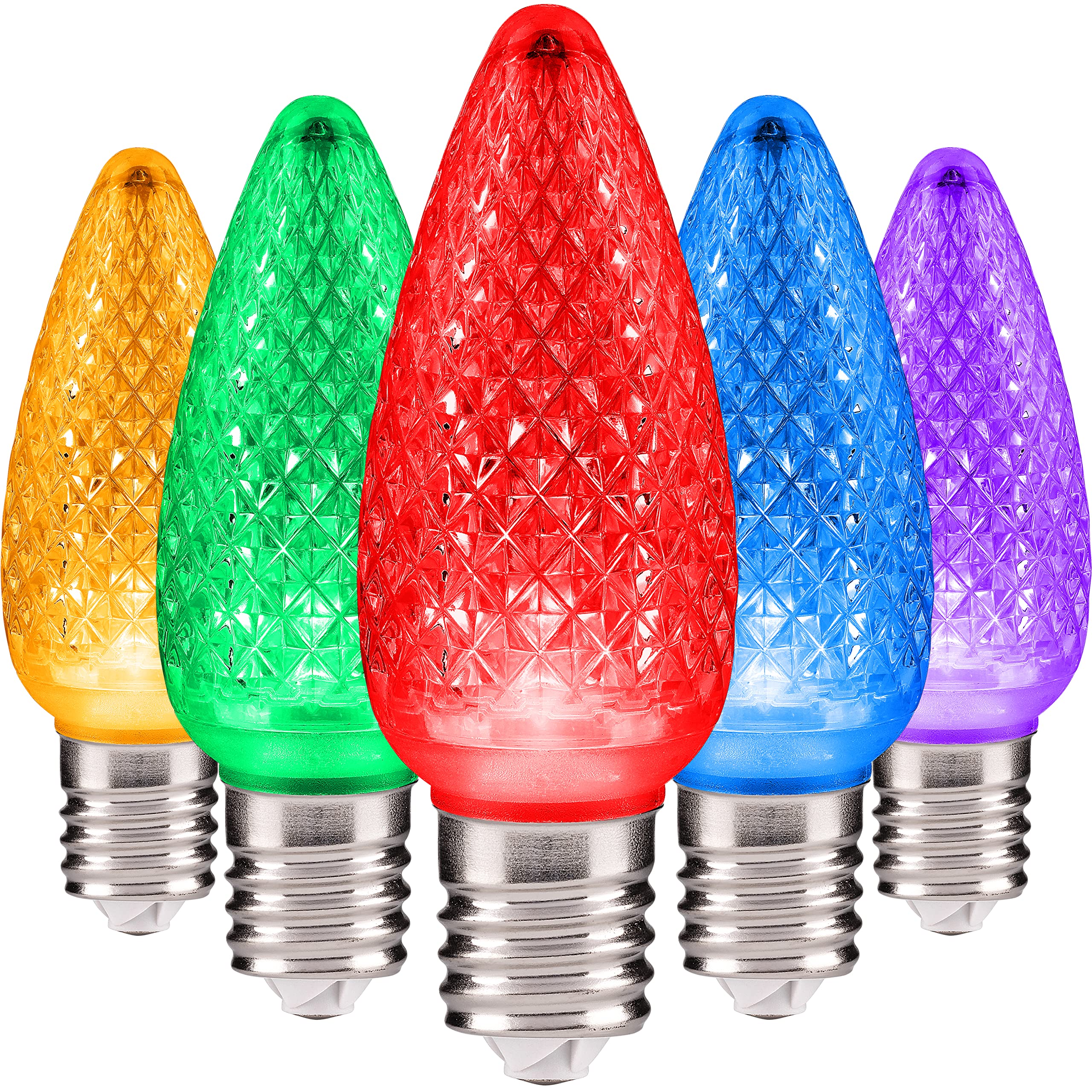 Holiday Lighting Outlet C9 Led Christmas Lights | C9 Led Lights | Faceted C9 Christmas Light Bulbs For Indoor & Outdoor Use | C9