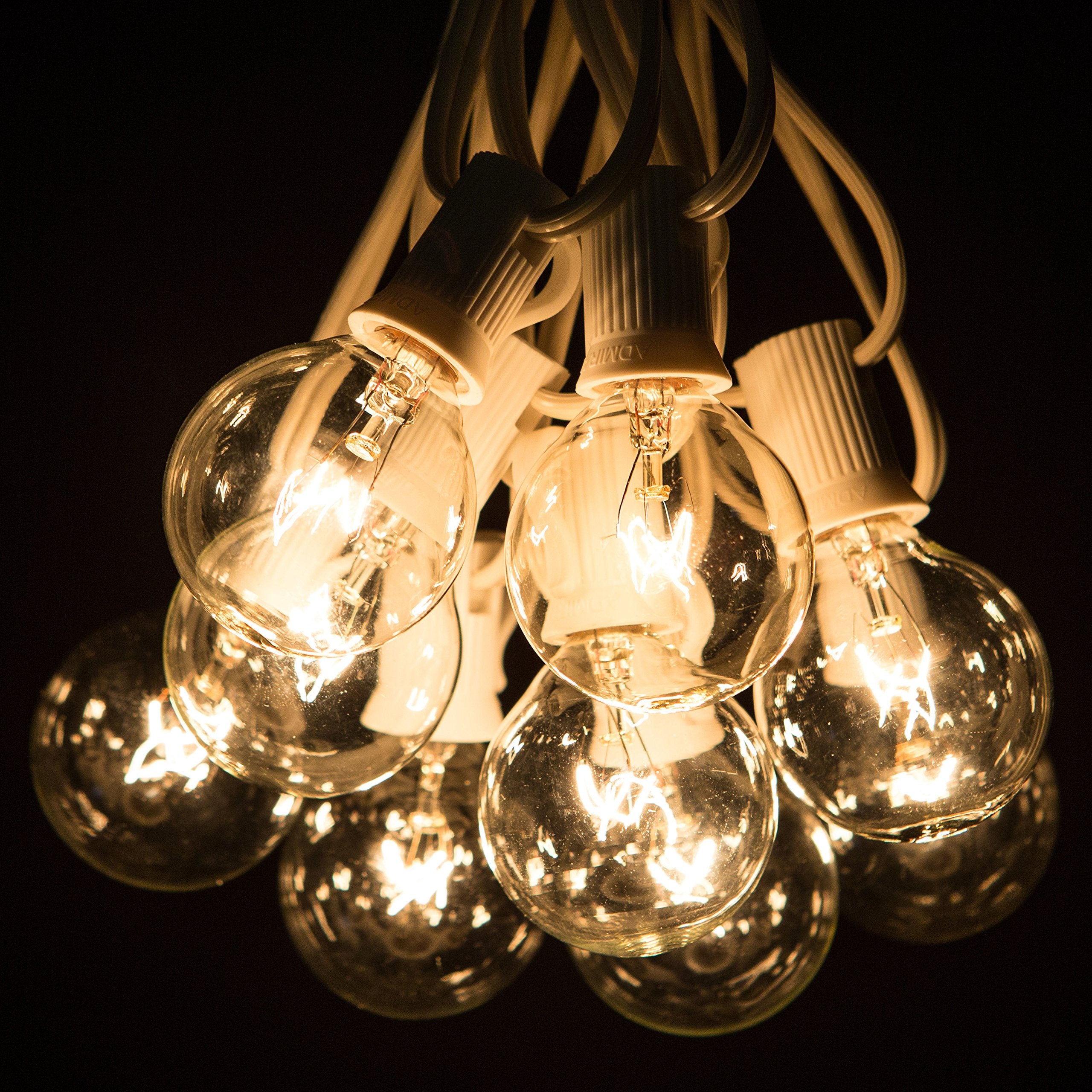 Hometown Evolution 50 Foot G40 Globe Patio String Lights - Clear Bulbs, White Wire, Model HEI-G40-5W-50