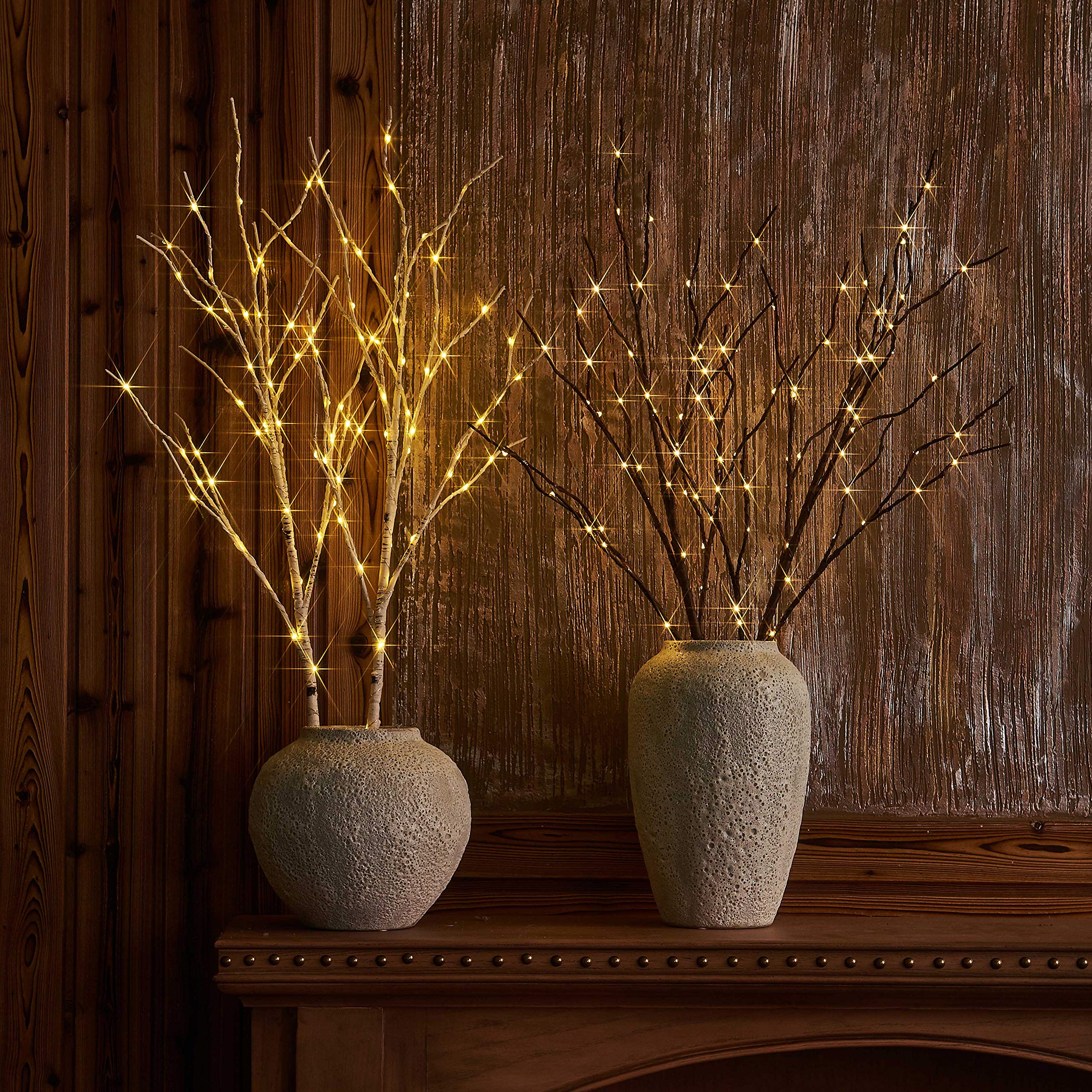 Litbloom Lighted White Twig Branches 32In 100 Led With Timer Battery Operated, Artificial Tree Branch With Warm White Lights For Holiday Xmas Home Decoration Indoor Outdoor Decor