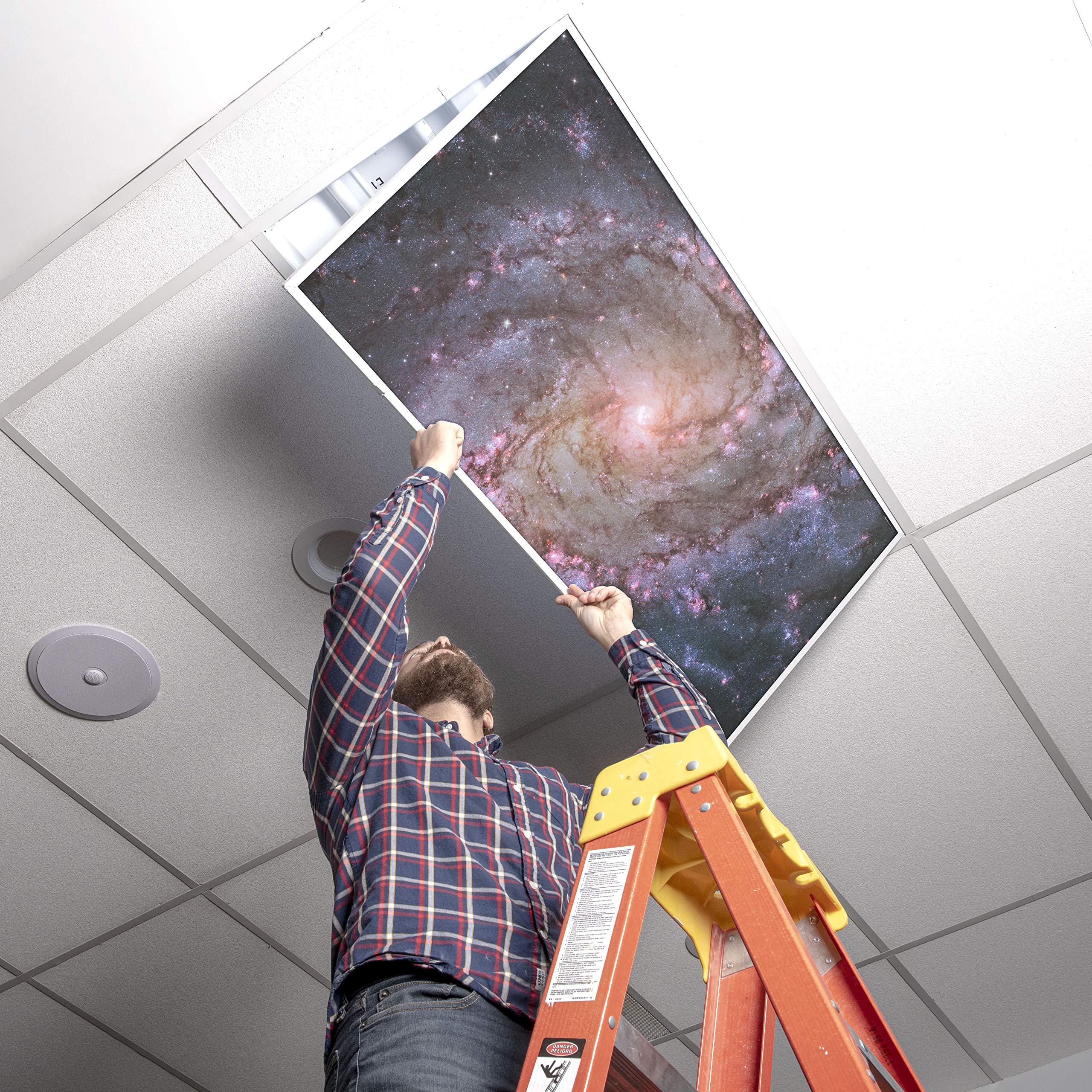 OCTO LIGHTS Fluorescent Light Cover enhanced Backlit Film Insert 2x4 (22.38inx46.5in) M83 Galaxy Model 020