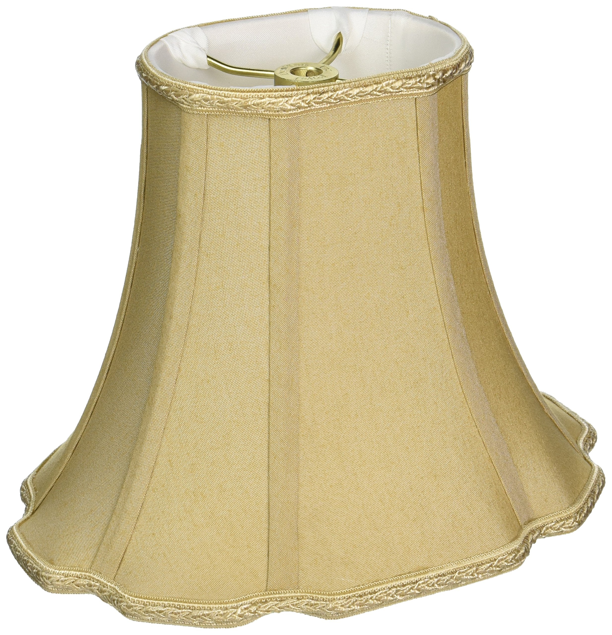 Royal Designs Scalloped Oval Bell Designer Lamp Shade, Antique Gold, (5 x 3.75) x (10 x 7.5) x 8
