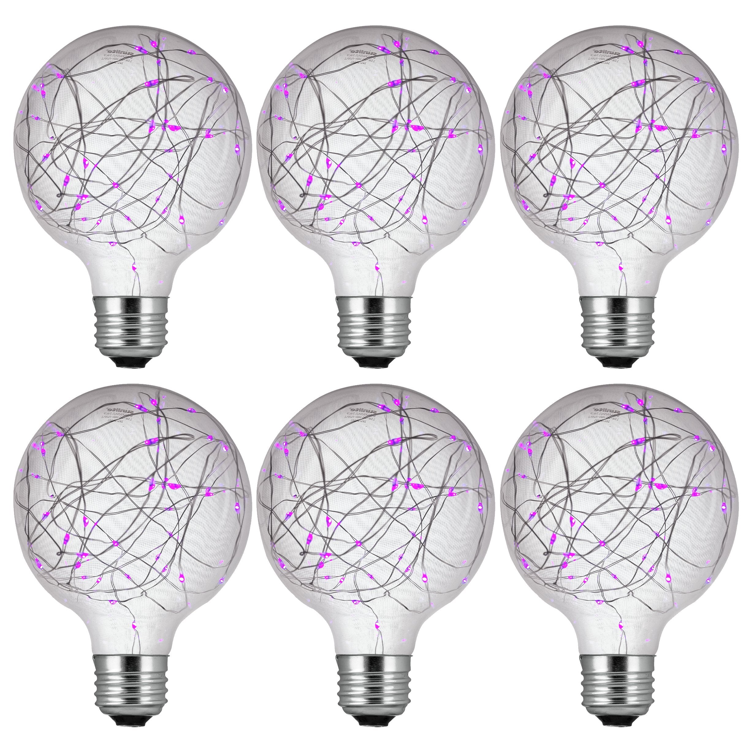 Sunlite 41018 G30 Globe Bulb  LED Fairy-Lights Inside  1.5 Watts  Medium (E26) Base  Non Dimmable  Party Decoration  Holiday Lighting  String Light  Purple  6 Count