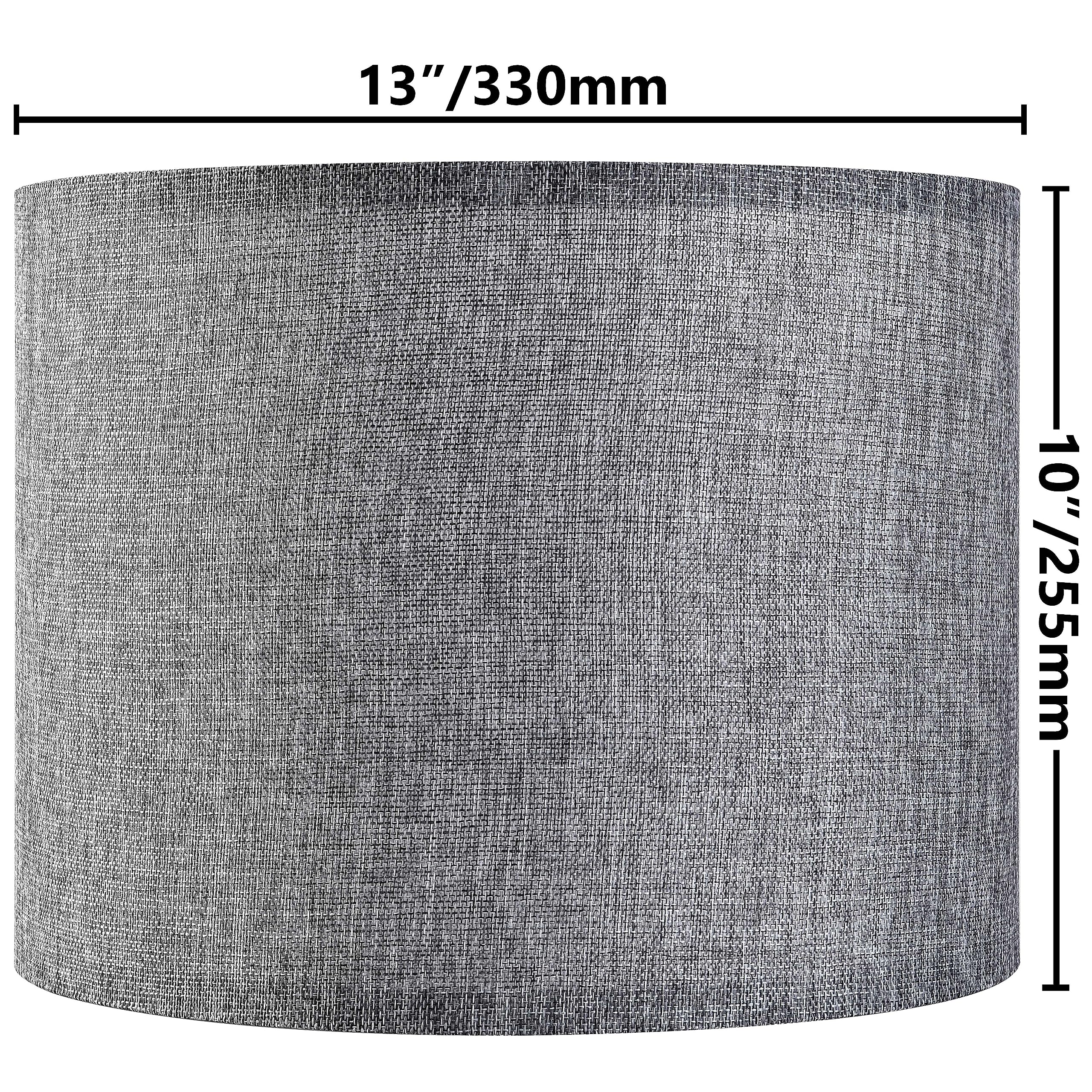 GO&SO Gray Drum Lamp Shades Set of 2 - Medium 13inx13inx10in - Polypropylene - Traditional Design for Table & Bedside Lamps