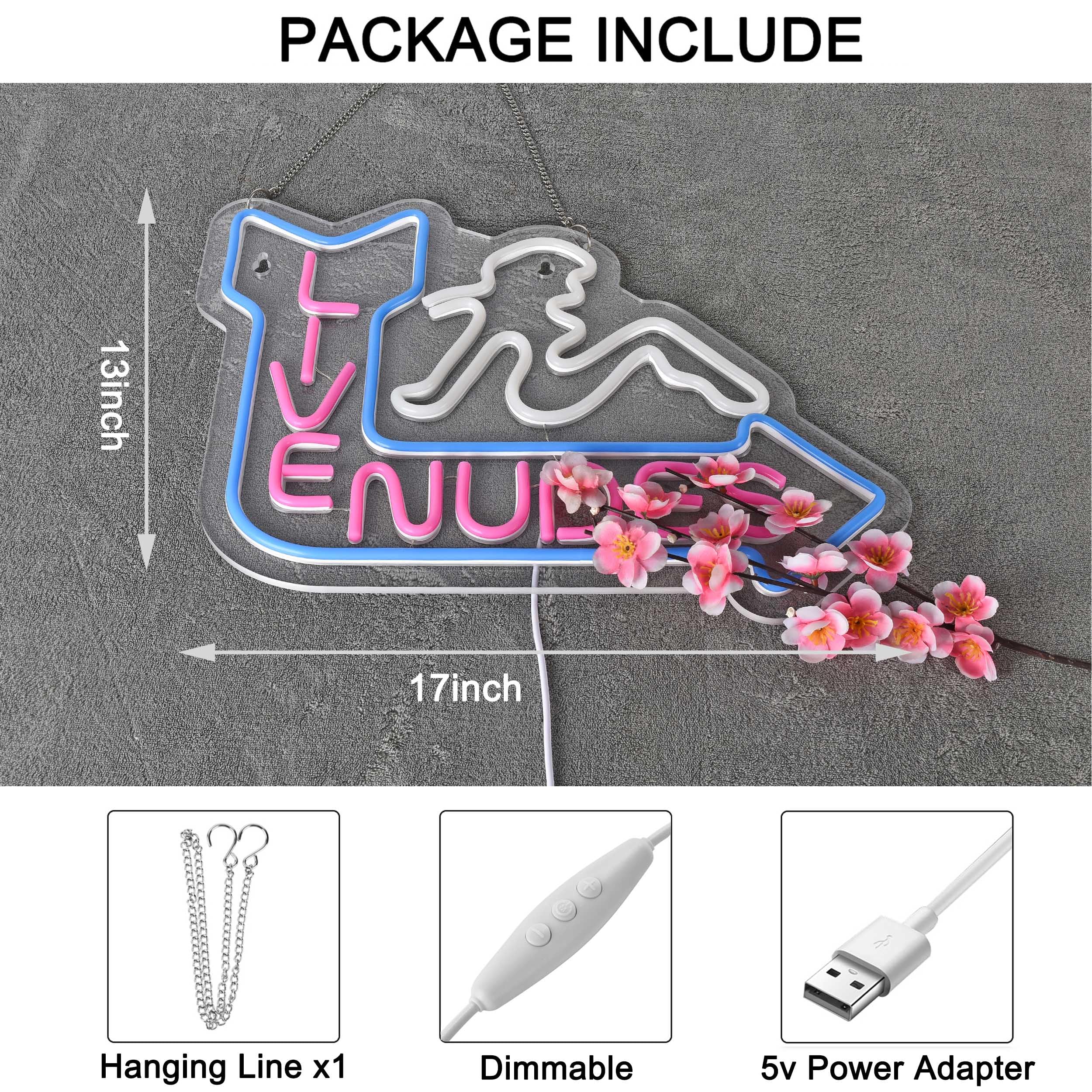 Roouneon Neon Sign For Wall Décor Led Live Batchroom Changing Room Restroom Neon Lights Girls Art Signs With Dimmer For Man Cave Beer Bar Home Bedroom Hotel Pub Room Decor