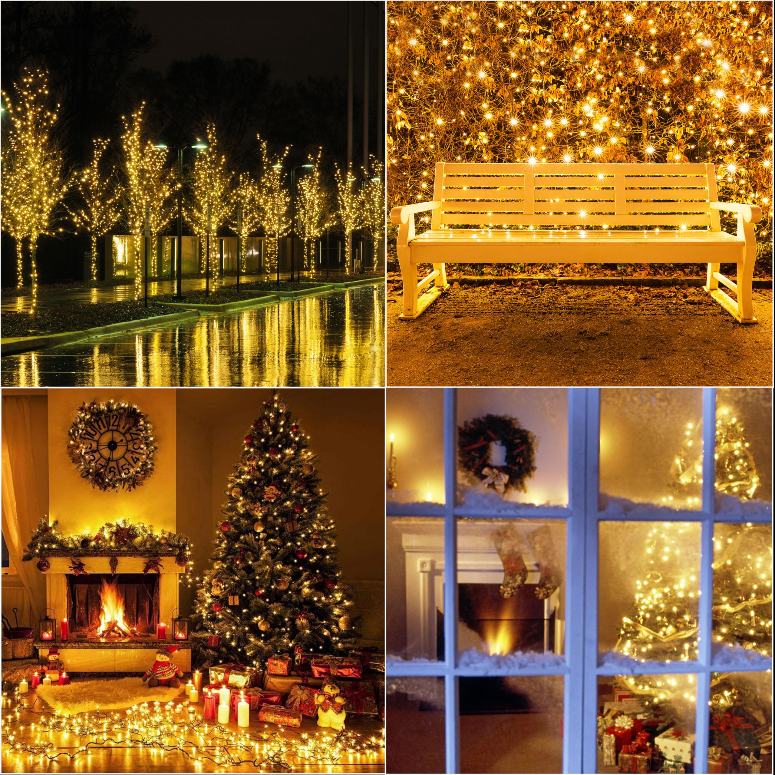 Lamphome 33Ft Golden Christmas Decorative Mini Lights  100 Led Transparent Wire Fairy Starry String Lights Plug In  11 Lighting Modes  For Indoor Outdoor Xmas Tree Wedding Party Decoration (Yellow)