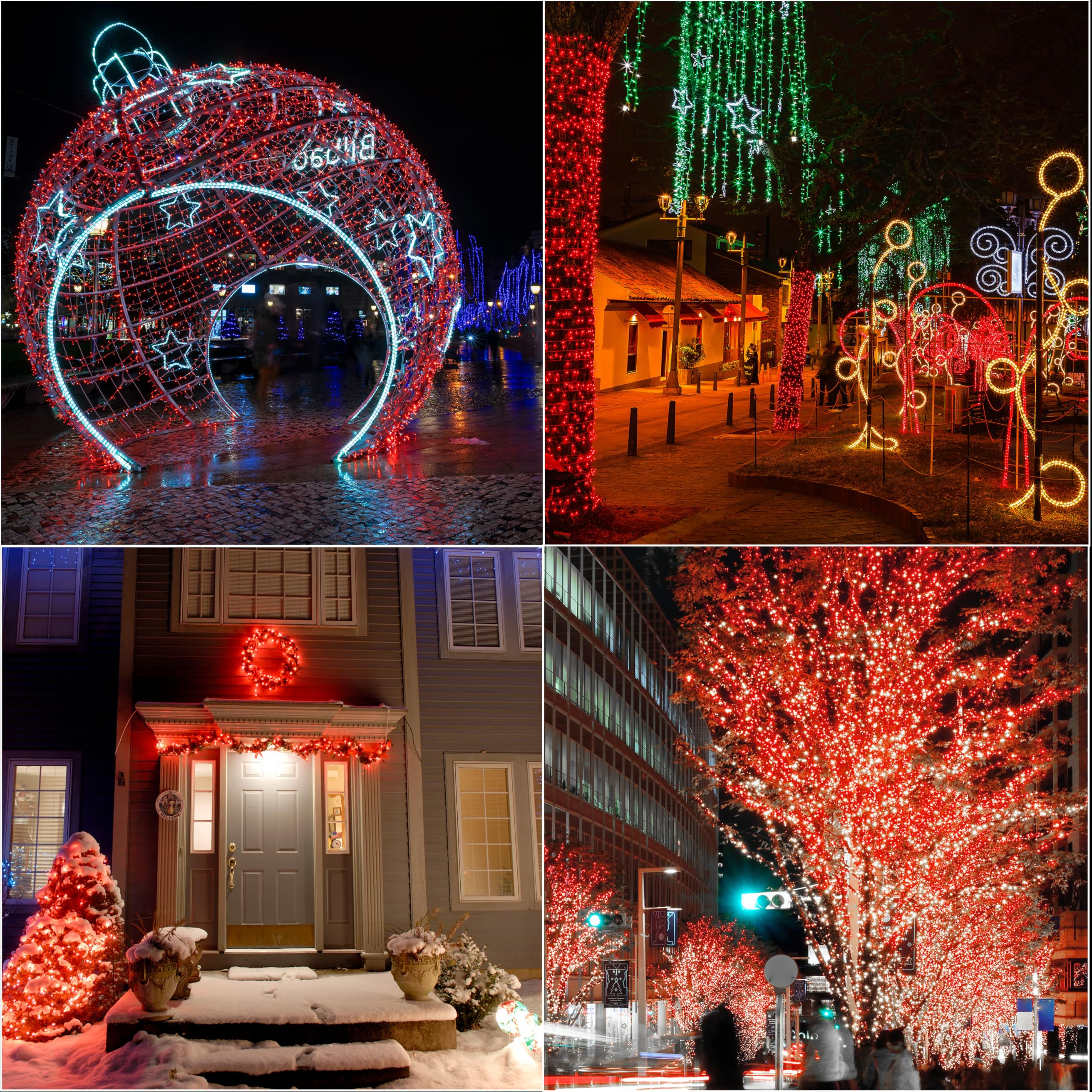 LAMPHOME 100 LED Mini Christmas String Lights, 33ft Transparent Wire, 11 Lighting Modes, Red, Model YHLL-100F