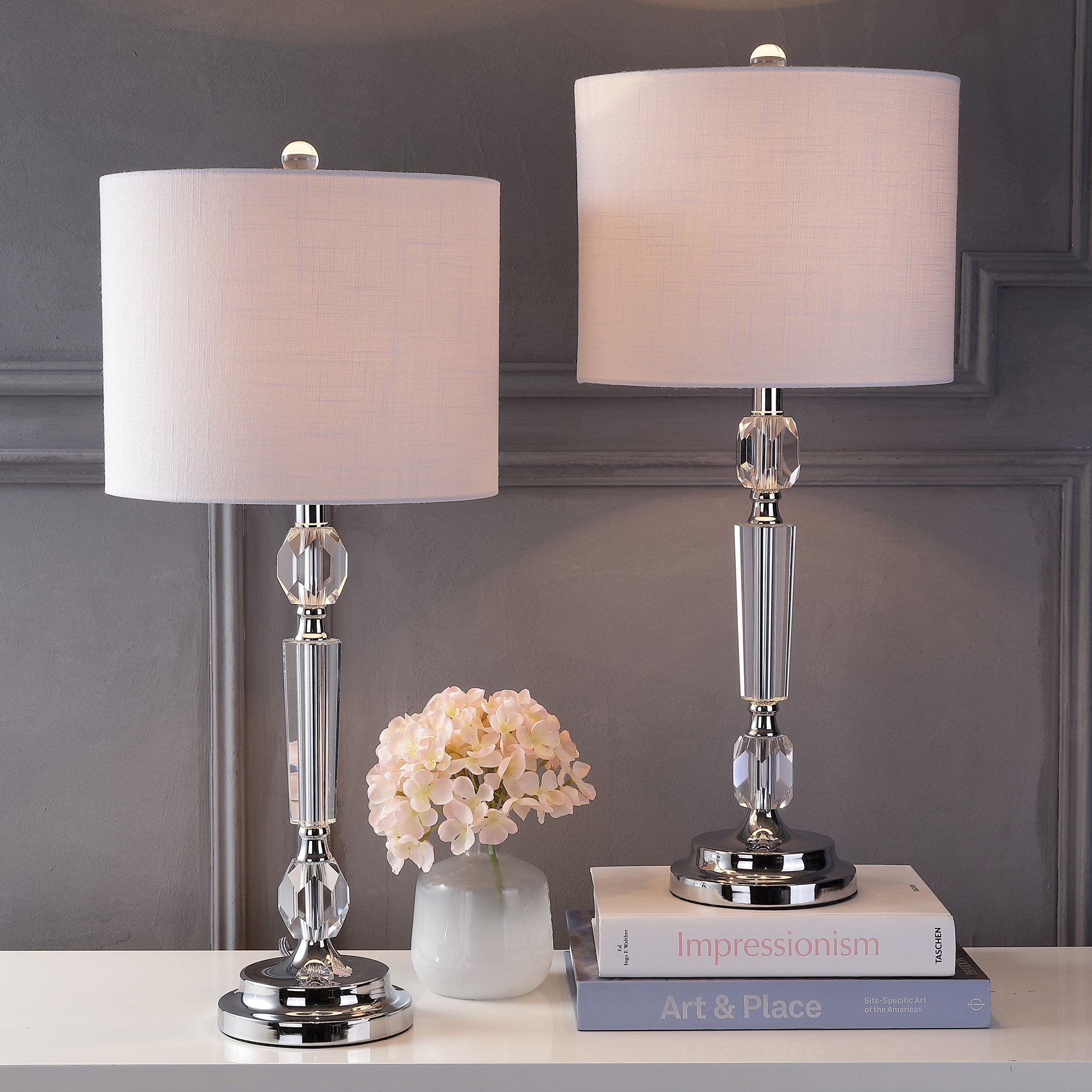 JONATHAN Y 27in Crystal LED Table Lamp Set of 2, Modern Contemporary Design, Clear, Model JYL2047A-SET2