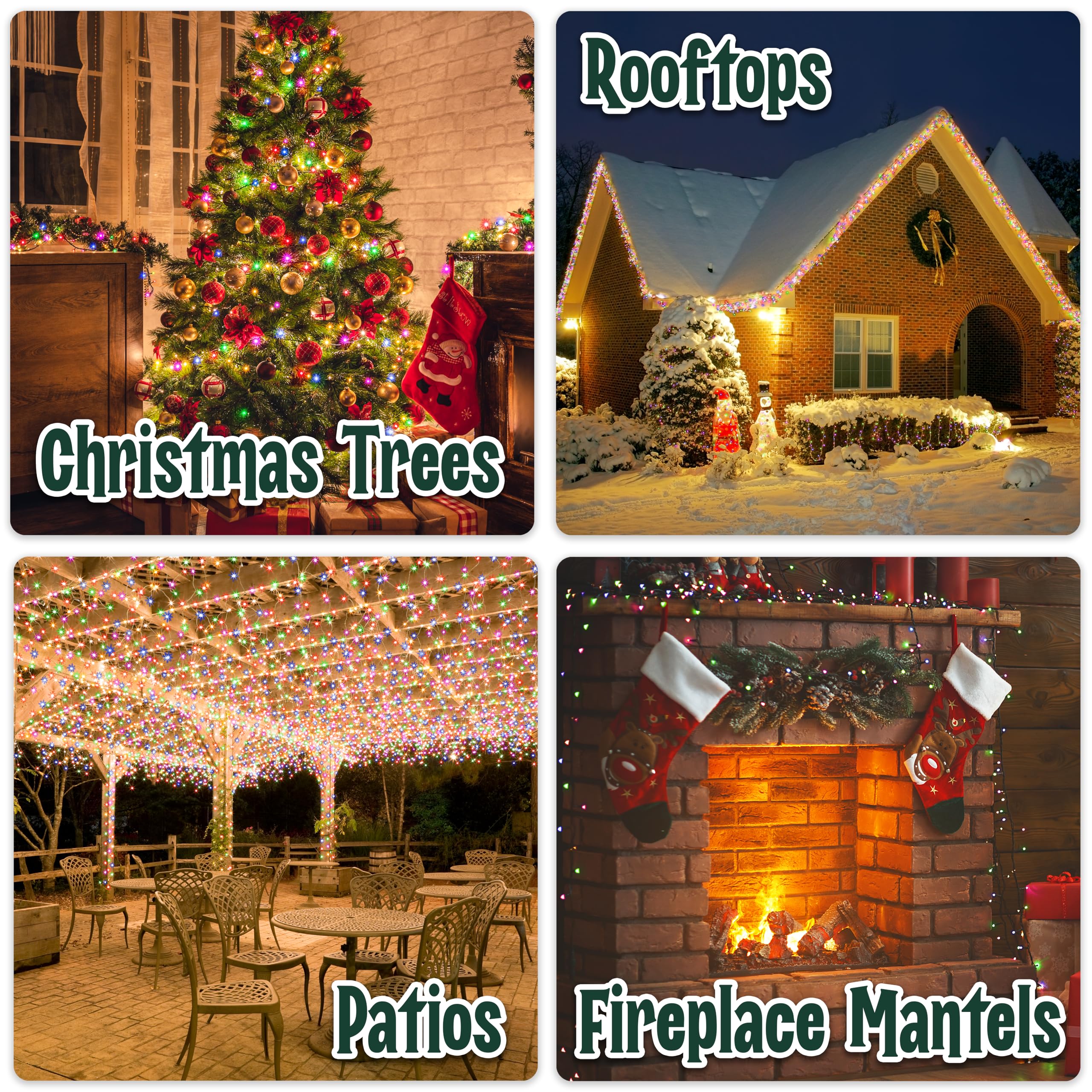 Stargo Warm Multi Color Christmas Lights - 20 ft String, 105 Incandescent Mini Bulbs, Green Wire, Multifunctional for Indoor/Outdoor Decor