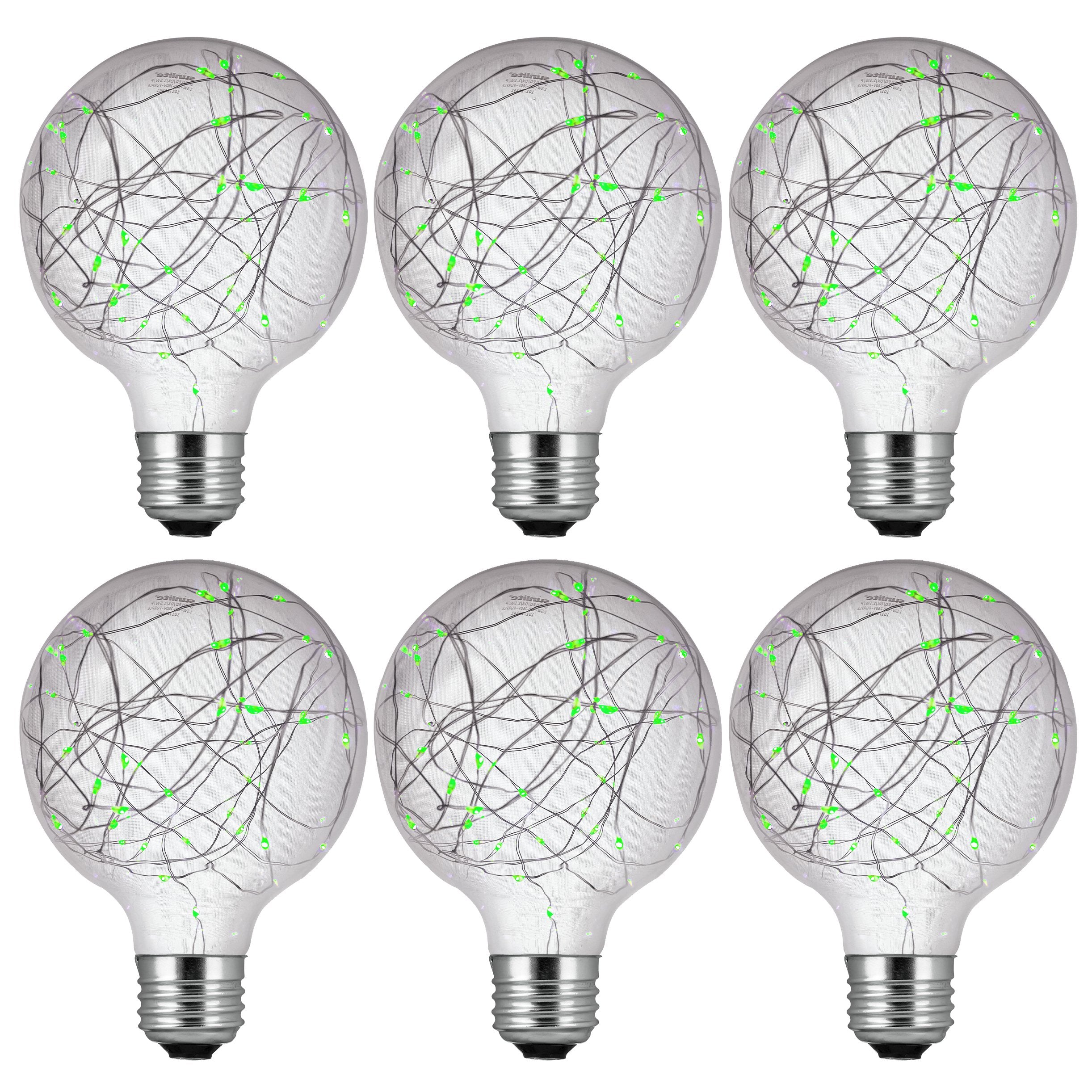 Sunlite 41020 G30 Globe Bulb  LED Fairy-Lights Inside  1.5 Watts  Medium (E26) Base  Non Dimmable  Party Decoration  Holiday Lighting  String Light  Green  6 Count