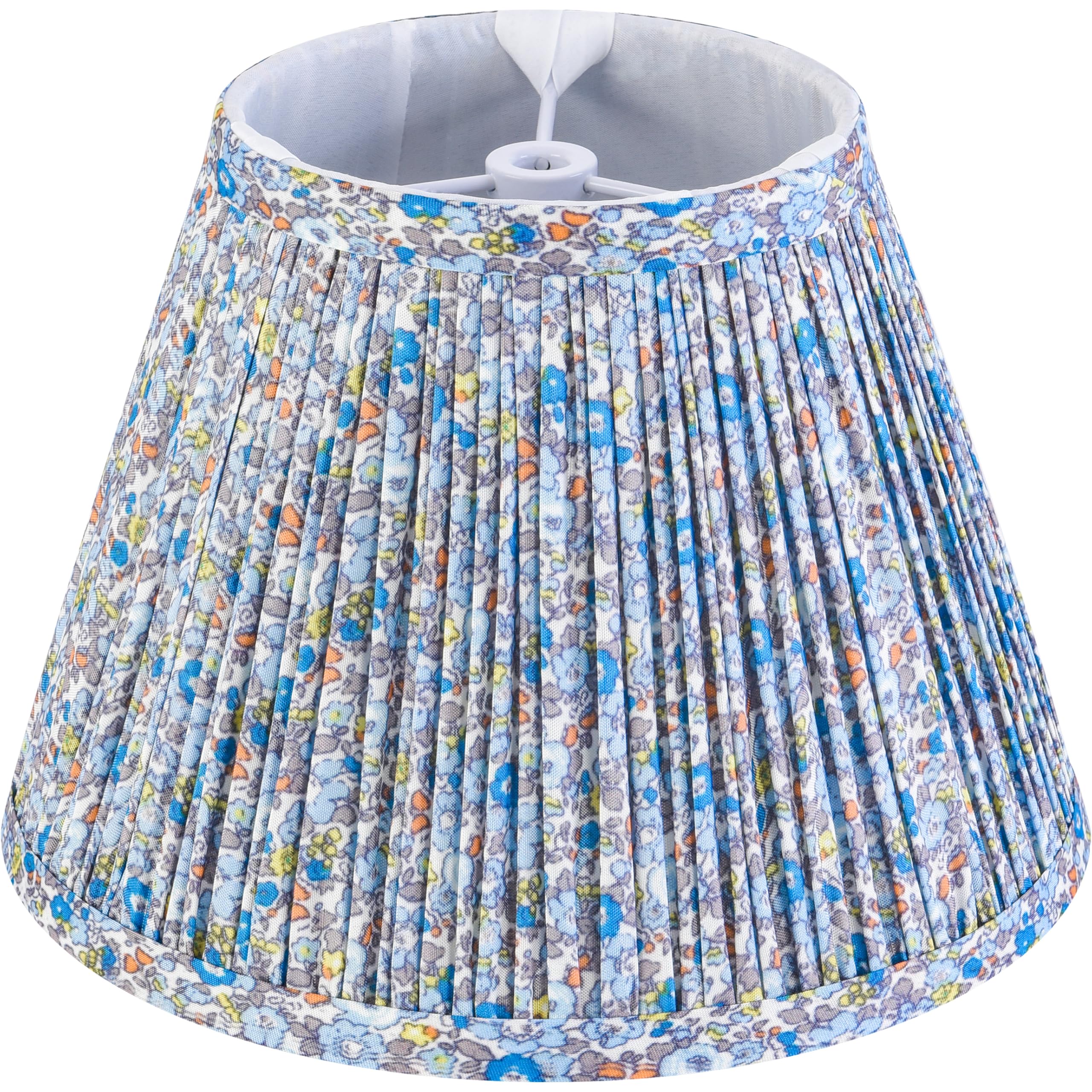 Go&So Small Pleated Art Deco Lamp Shade - Vintage Multi-Floral Design, 5X9X6.4 In, Spider Replacement Shade For Table & Wall Lamps