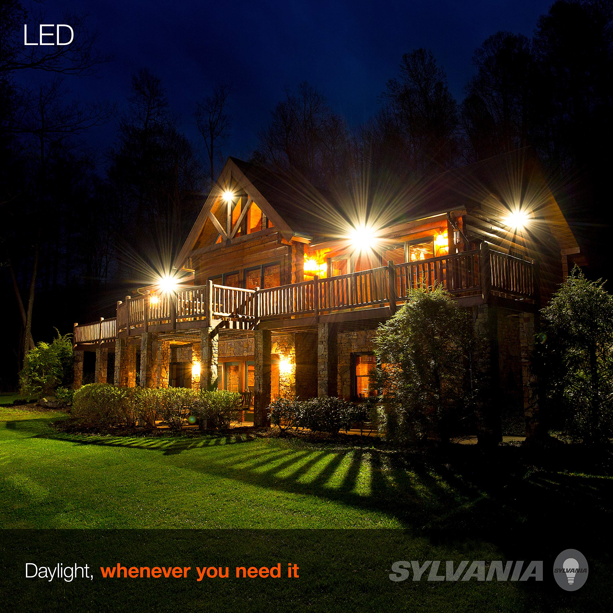 LEDVANCE Sylvania Night Chaser PAR38 LED Bulb, Dimmable, 2650 Lumens, 3000K, 2 Pack, White, Model 41358