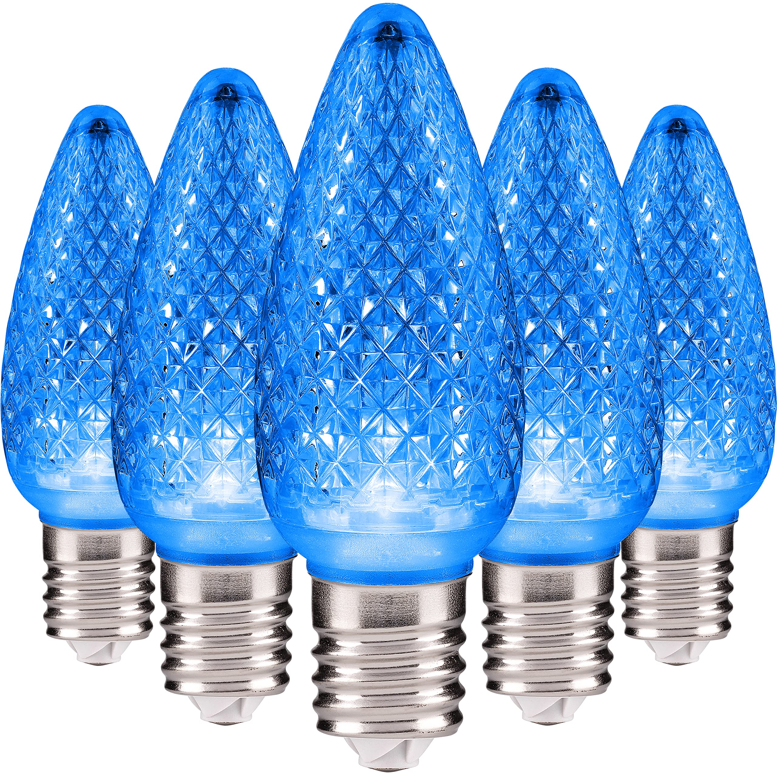 Hlo Lighting Set Of 25 Blue C9 Faceted Led Christmas Light Bulbs For Indoor & Outdoor Use | Durable Replacement Bulbs
