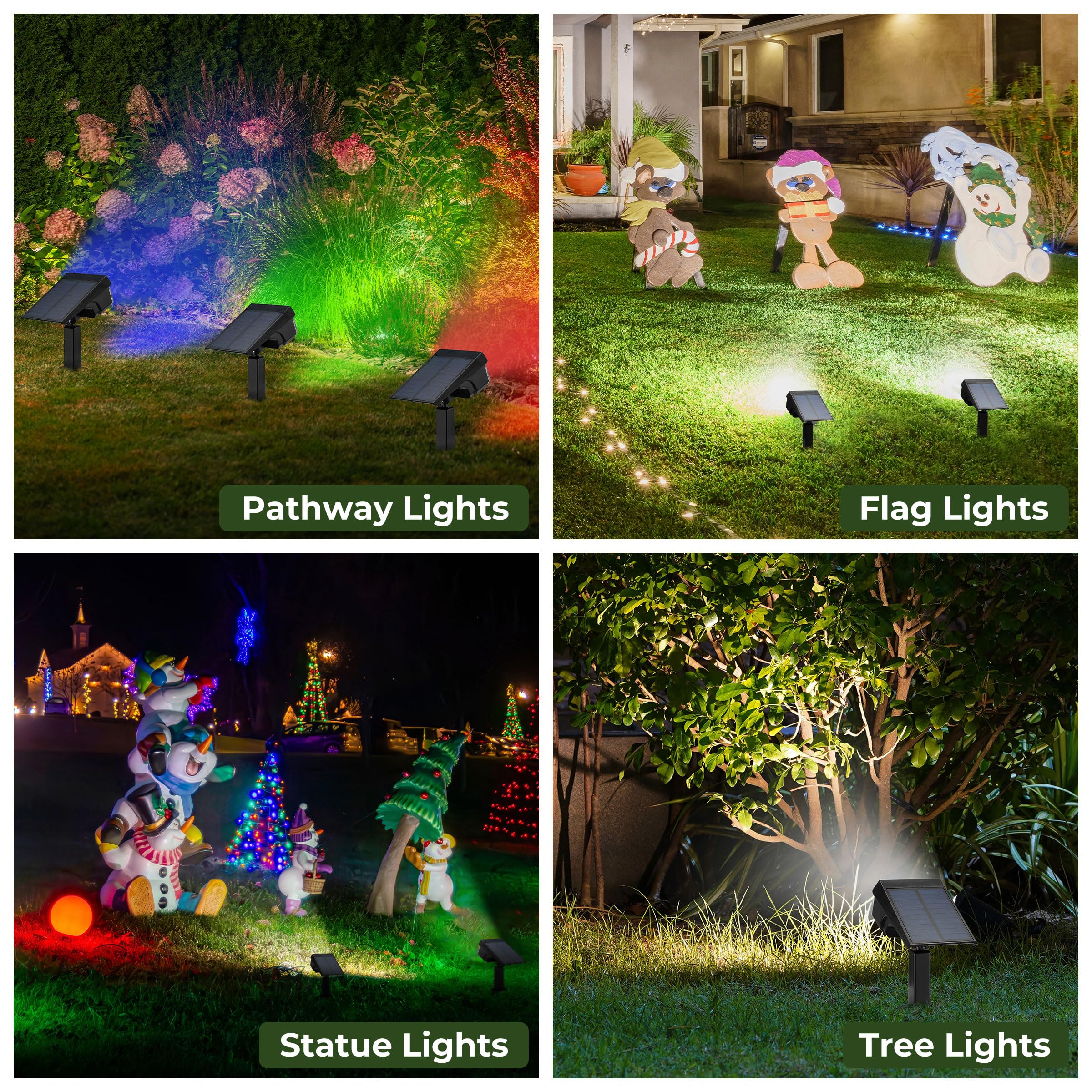 Kingsyard Solar Spotlight Outdoor 47 LEDs 3 Modes USB & Solar Powered 6-Pack Cool White IP68 Waterproof