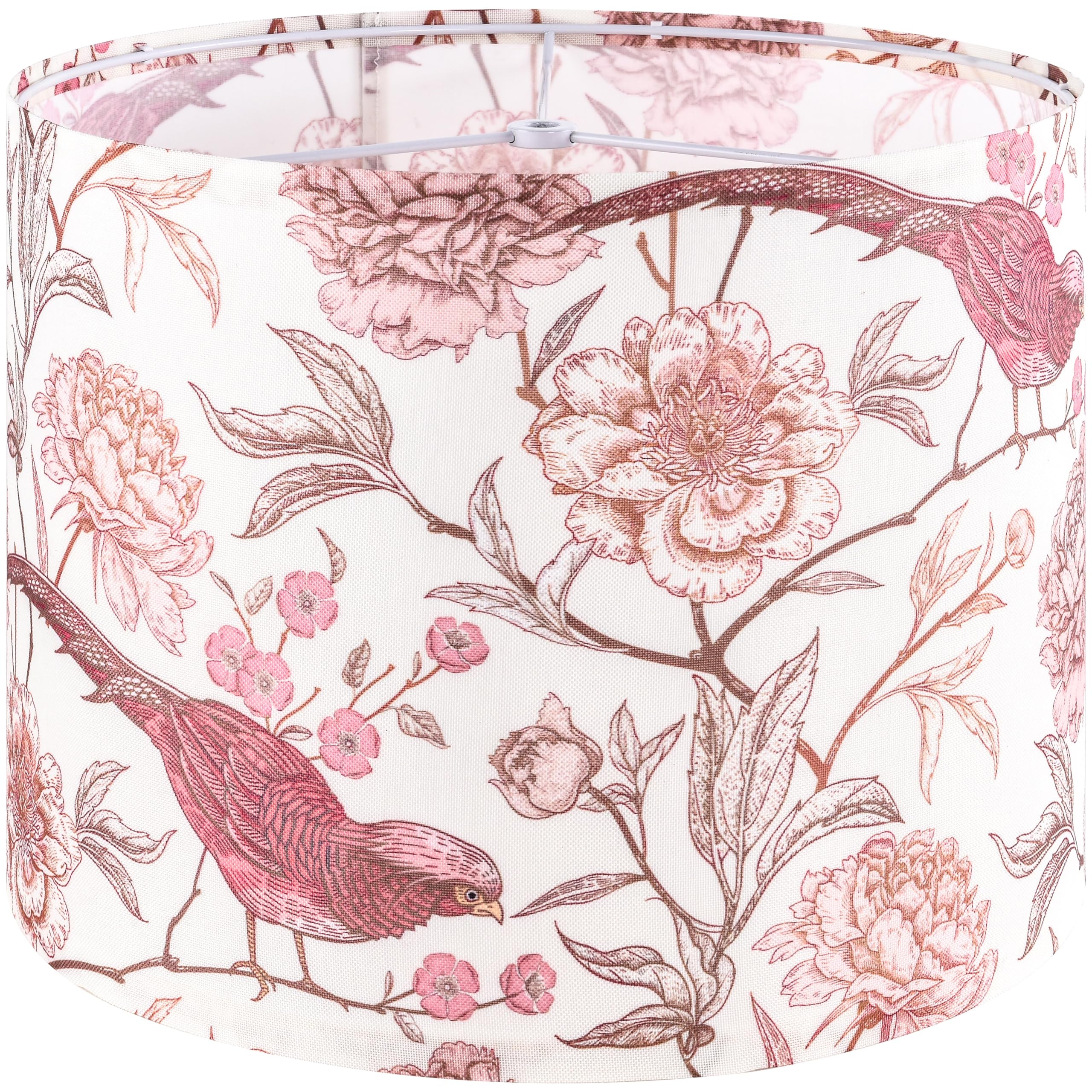 GOSO Medium Lampshade Polyester Fiber Printing Flowers and Birds Drum Lamp Shade For TableLamp,Floor Lamps,Diy Pendant Light,Wal