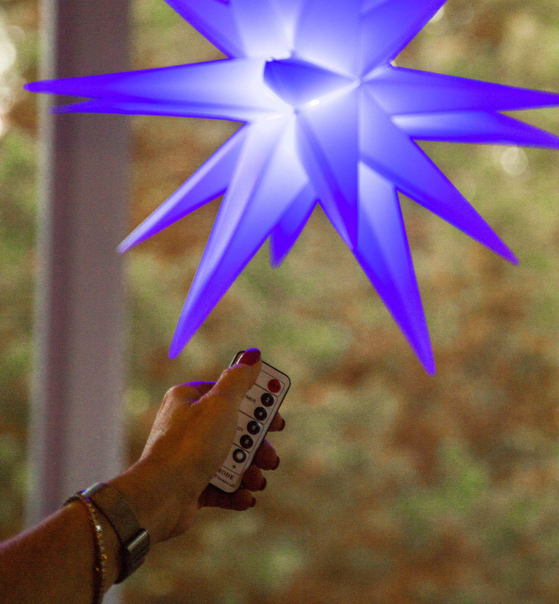 Elf Logic Large 18" Easy Assembly, Remote Controlled, Color Changing, Hanging Led Moravian Star Light. Use As Holiday Decoration, Porch Light, Advent Star, Wedding And Ballroom Venue Decor