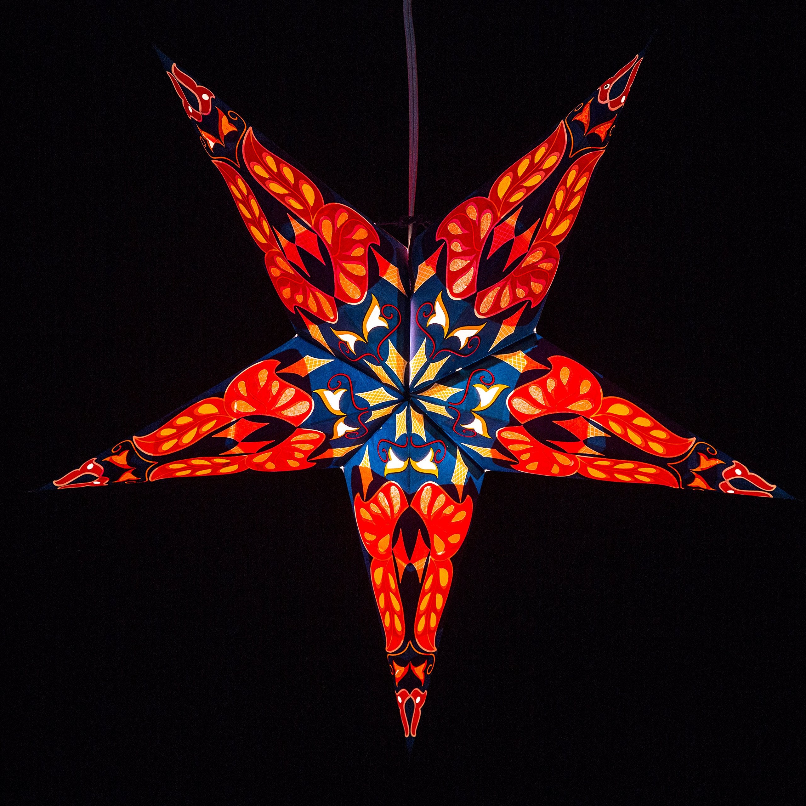Dara Blue Paper Star Lantern With 12 Foot Power Cord Included