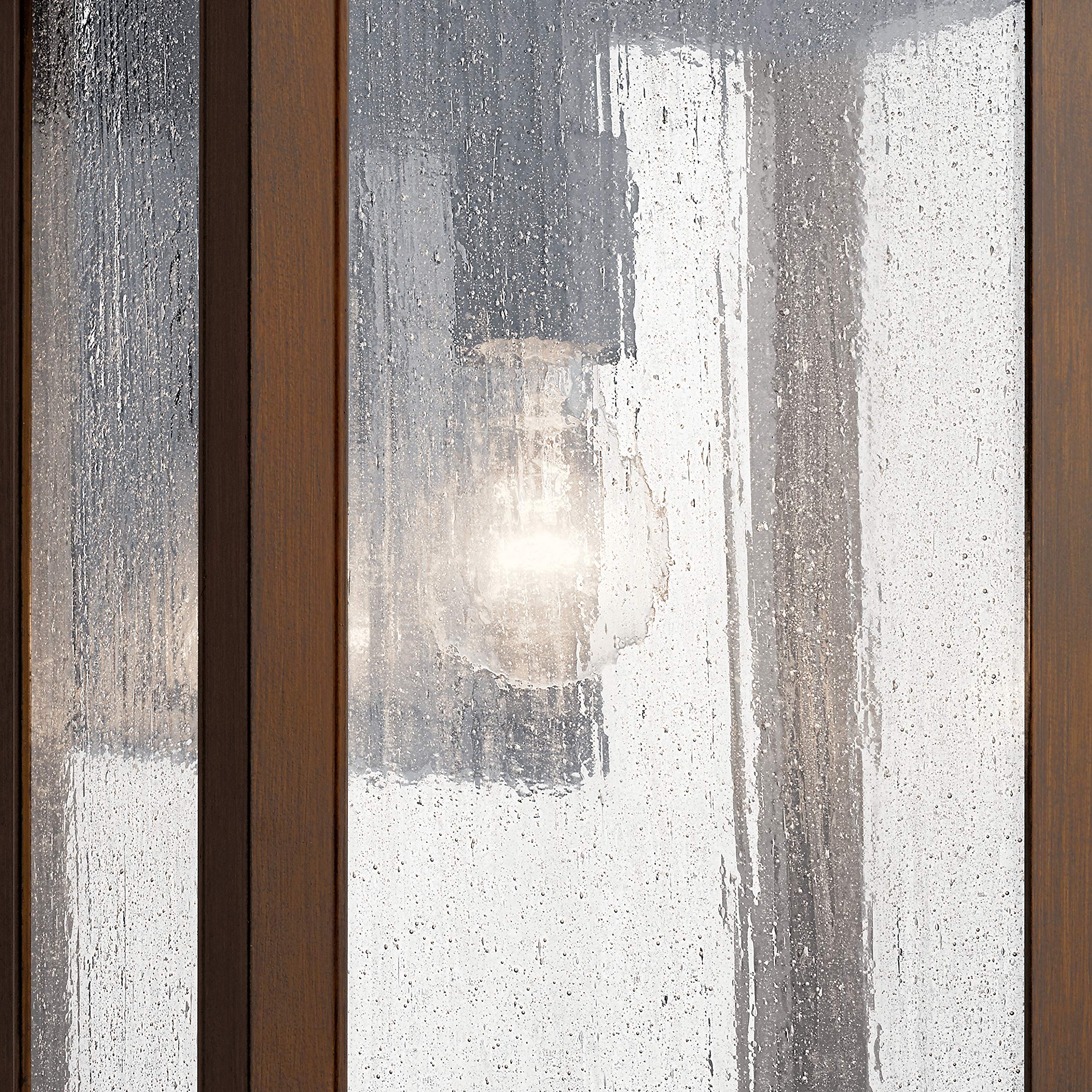 Kichler Marimount Outdoor Wall Light, 1-Light, Clear Seeded Glass, 17inH x 10inW, Black, Model 59018BK