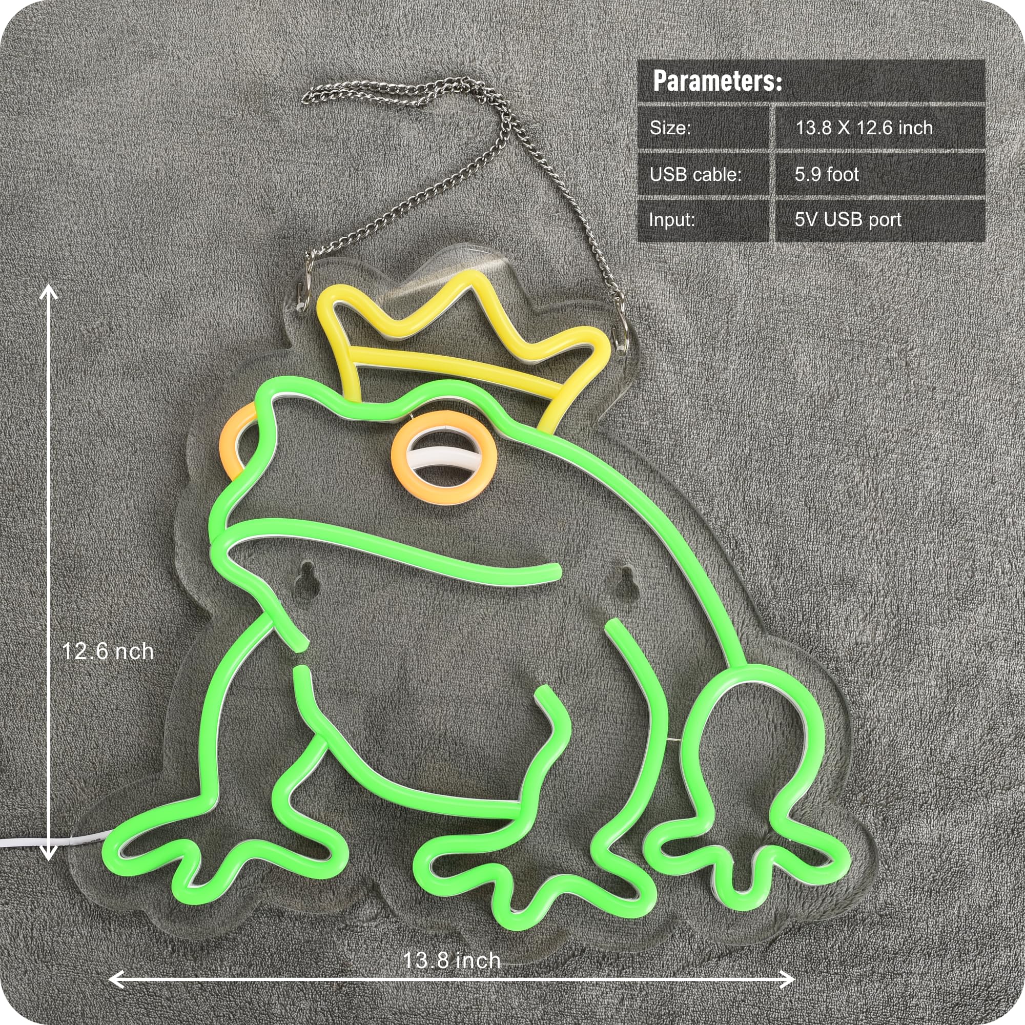 Frog Neon Signs Frog Prince Decor Frog Lamp Led Signs Lights With Dimmer, Usb Powered,14 X 12.6 Inch