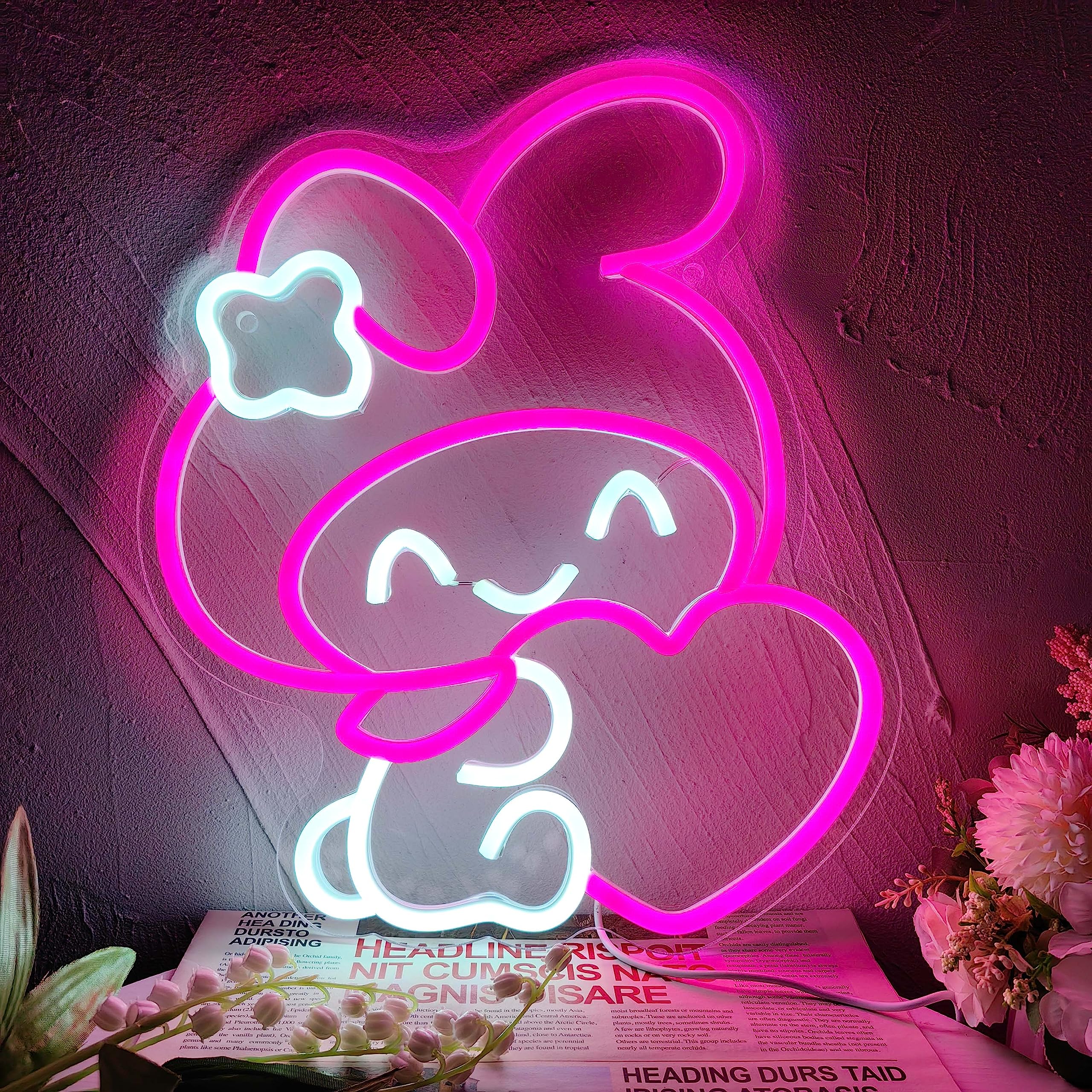 JOSEBRU Melody Neon Sign - Anime Wall Decor Light, 11.65inx13.78in, White/Red/Yellow, Ideal for Bedroom/Game Room/Kids Decor