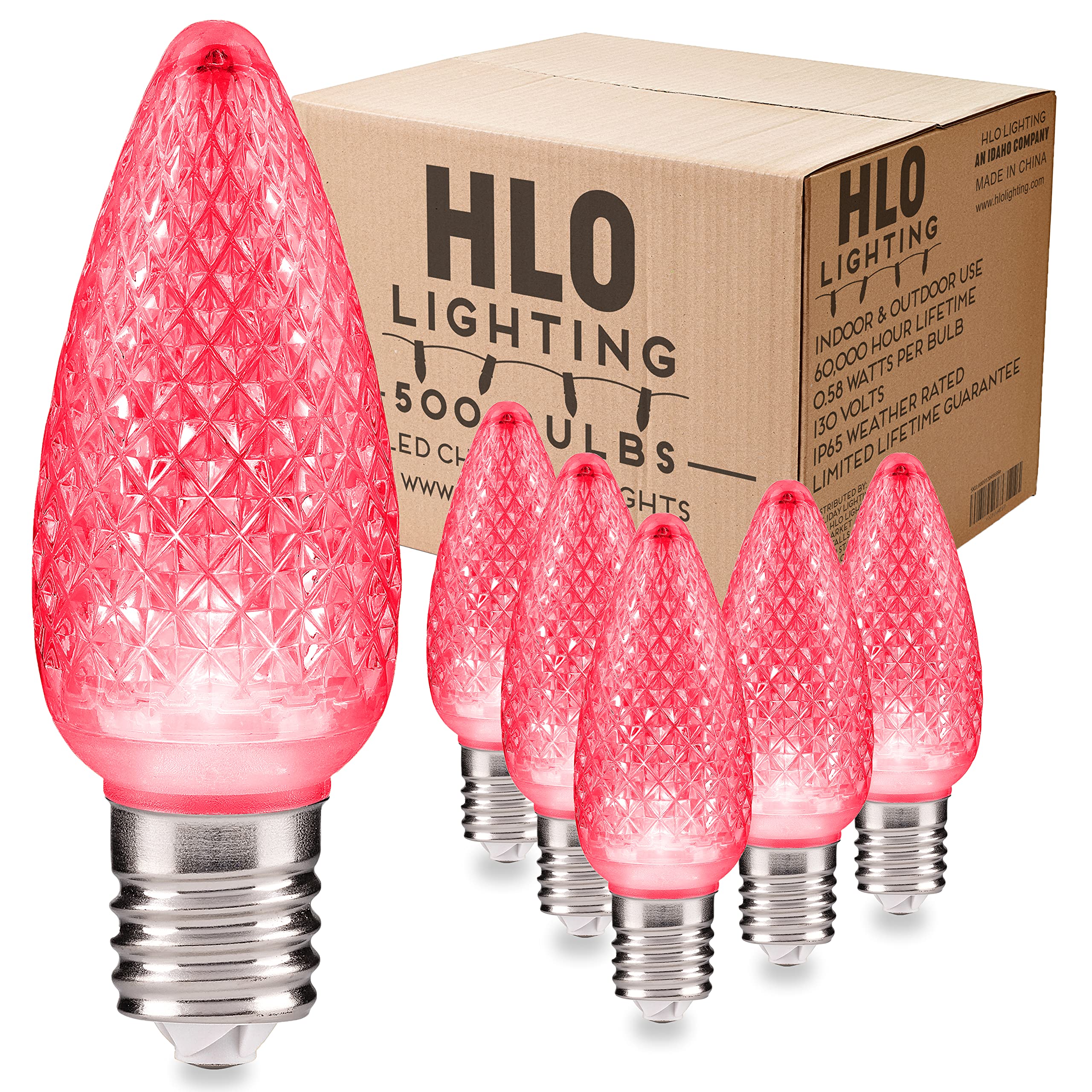 Hlo Lighting Set Of 500 Pink C9 Faceted Led Christmas Light Bulbs For Indoor & Outdoor Use | Durable Replacement Bulbs